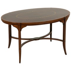 French Art Nouveau Period Mahogany and Lemon Wood Marquetry Coffee Table