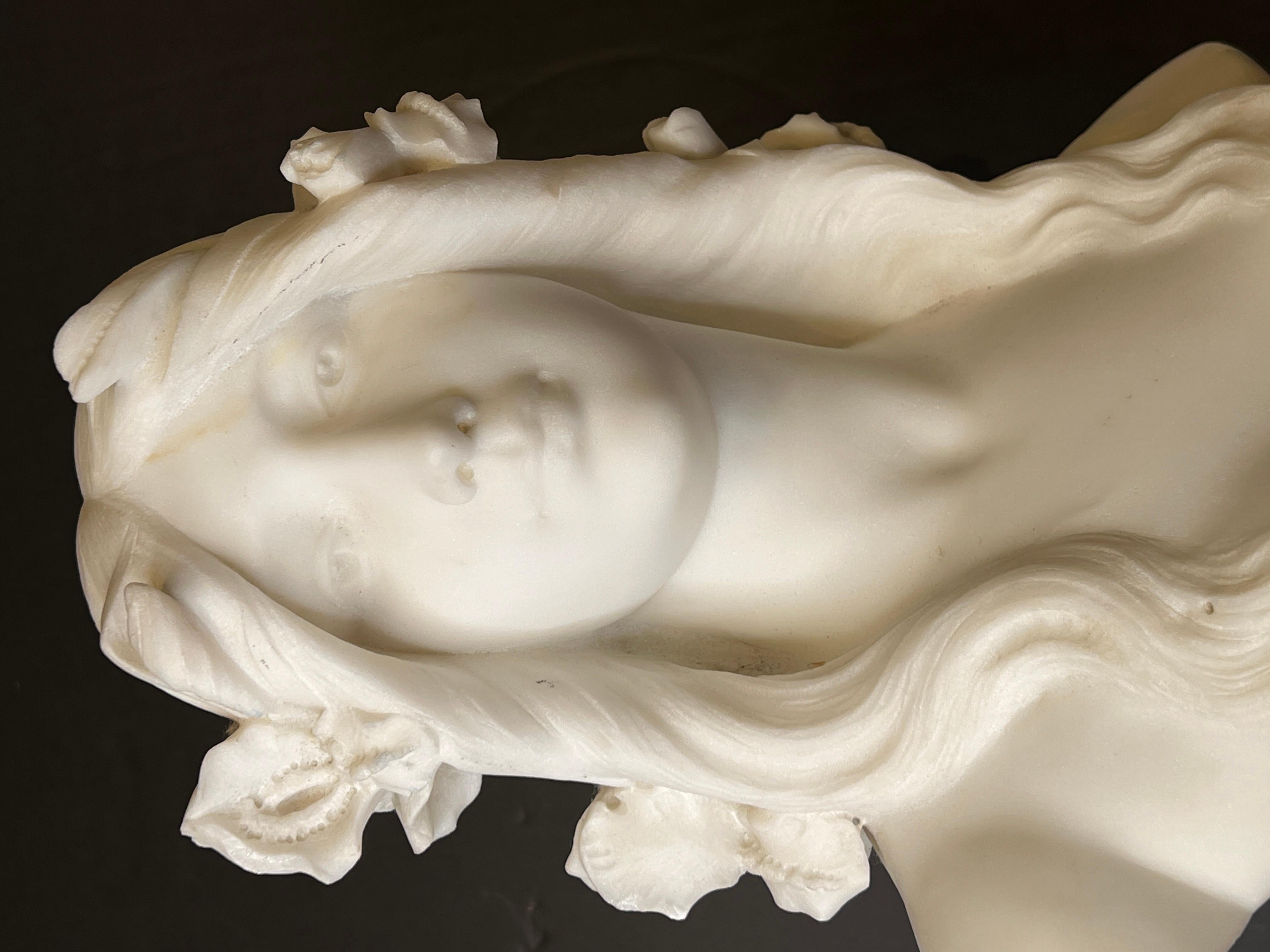 French Art Nouveau Period Marble Bust of Female Beauty For Sale 7