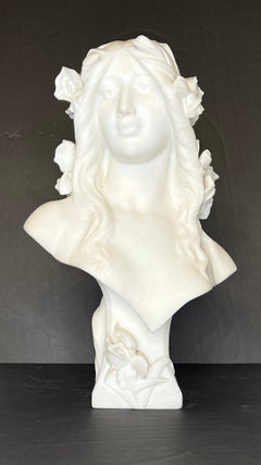 French Art Nouveau Period Marble Bust of Female Beauty