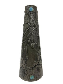 French Art Nouveau Pewter Vase