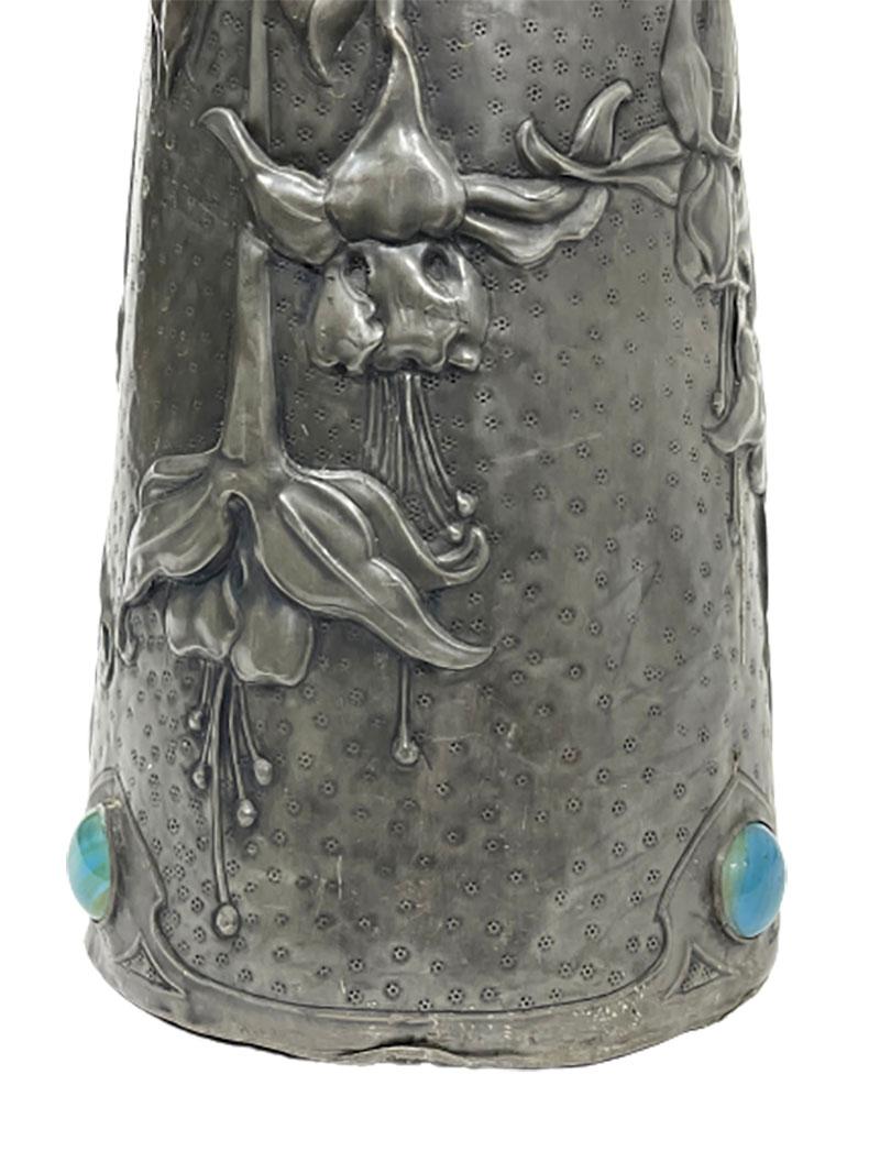 French Art Nouveau Pewter Vase For Sale 4