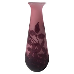 French Art Nouveau Pink and Purple Signed Emile Galle Cameo Vase, circa 1920