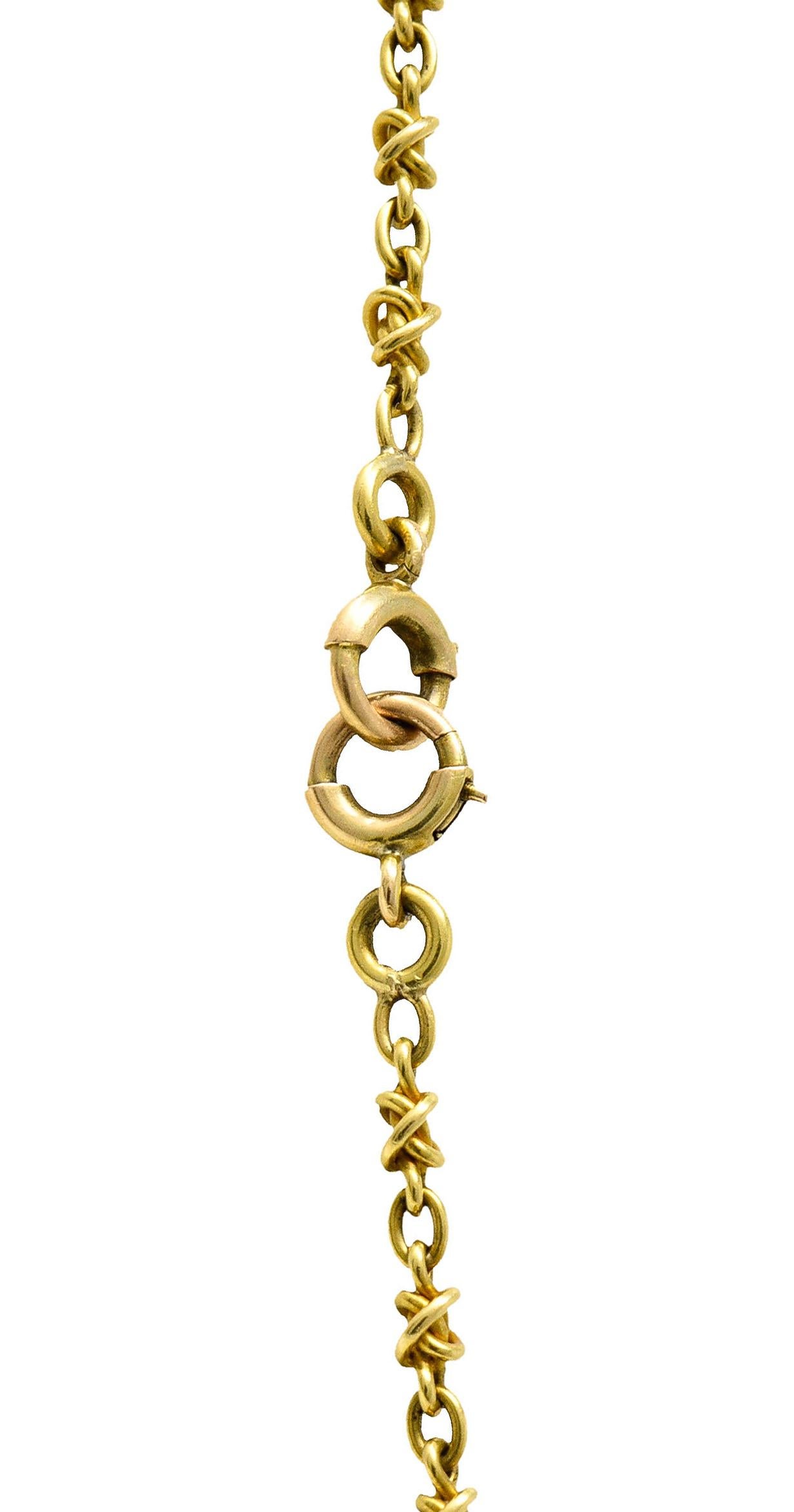Französische Jugendstil Plique-A-Jour Emaille Naturperle Peridot Diamant-Halskette 3