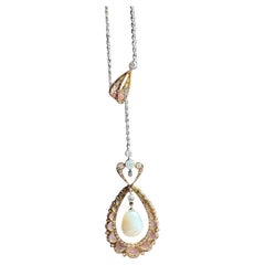 Plique-a-Jour Lavaliere-Halskette im französischen Art nouveau-Stil