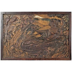 French Art Nouveau Polychromed Wall Plaque