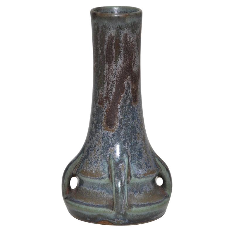 Vase en céramique Art nouveau français bleu et vert, pot en céramique Denbac en vente