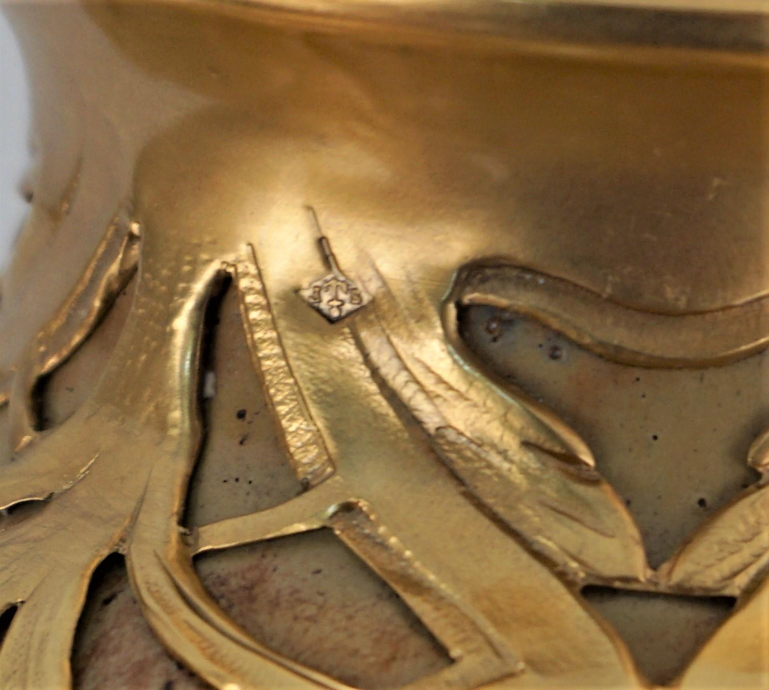 Vase Art nouveau français en poterie et bronze doré par Serve en vente 3