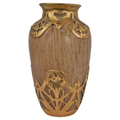 French Art Nouveau Pottery 
Dore Bronze Vase by Serve