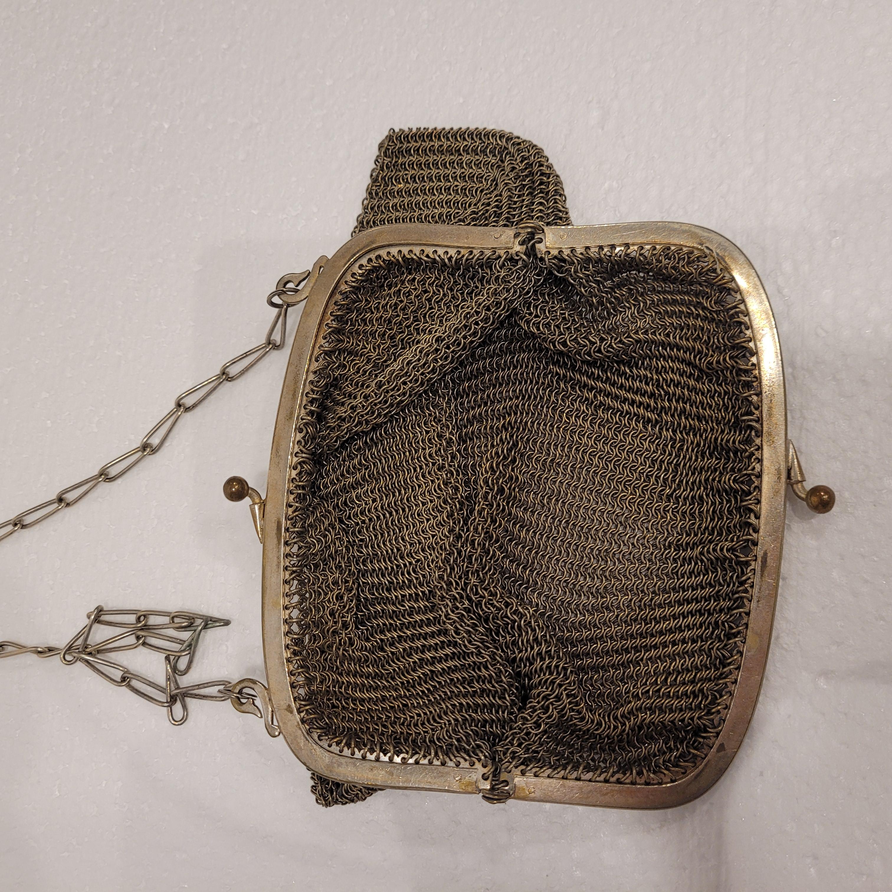 French Art nouveau pouch bag, silver plate For Sale 5