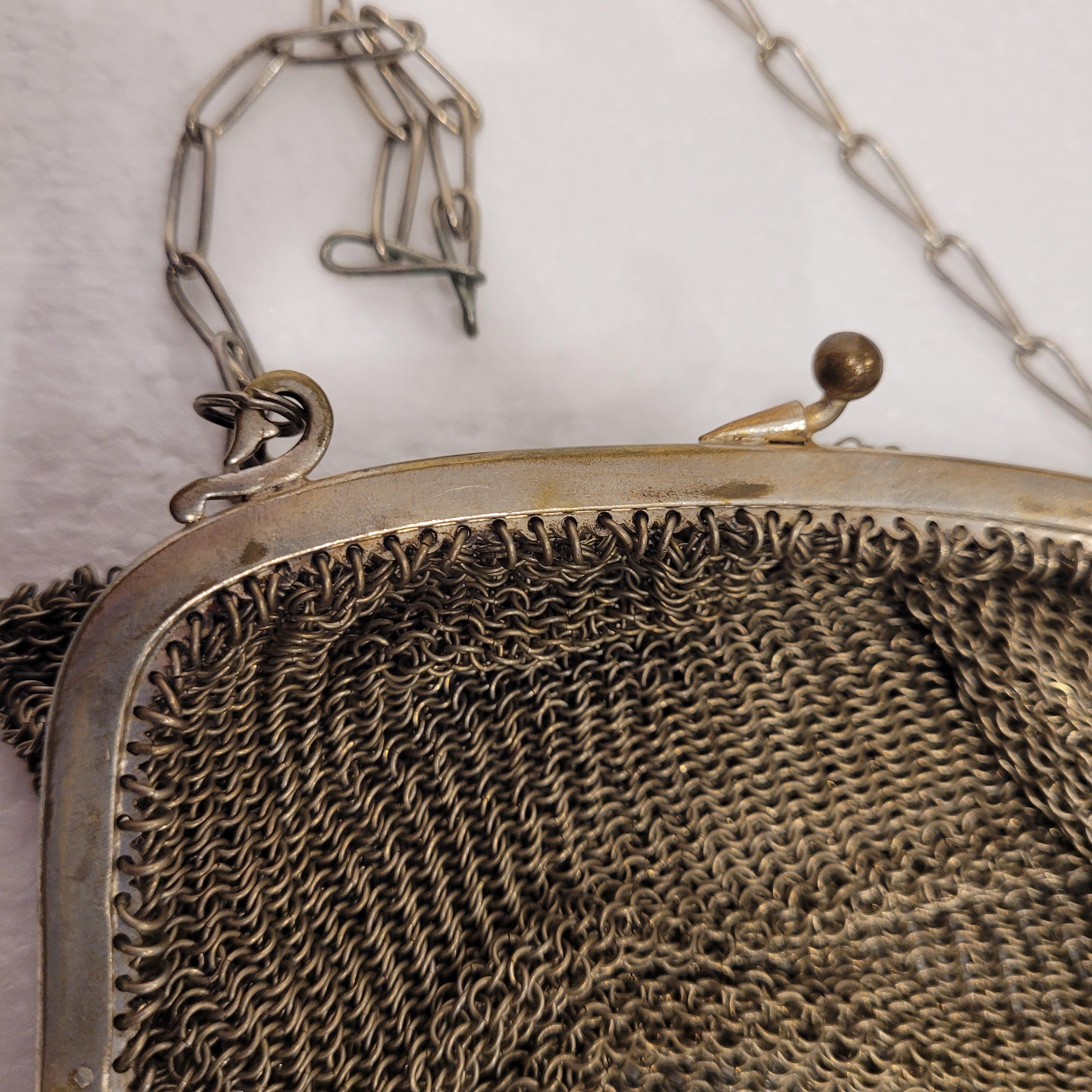 French Art nouveau pouch bag, silver plate For Sale 6