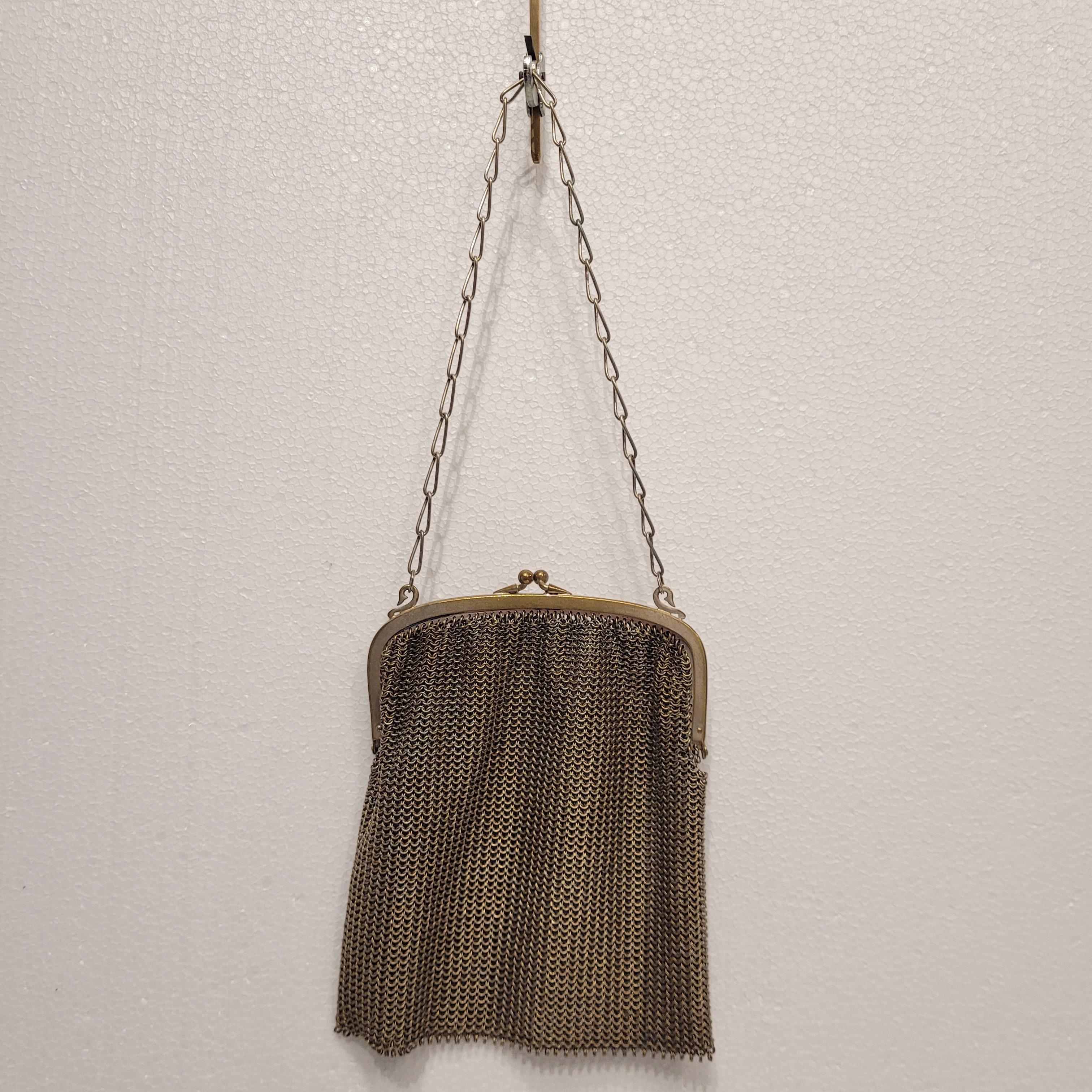 Women's or Men's French Art nouveau pouch bag, silver plate For Sale