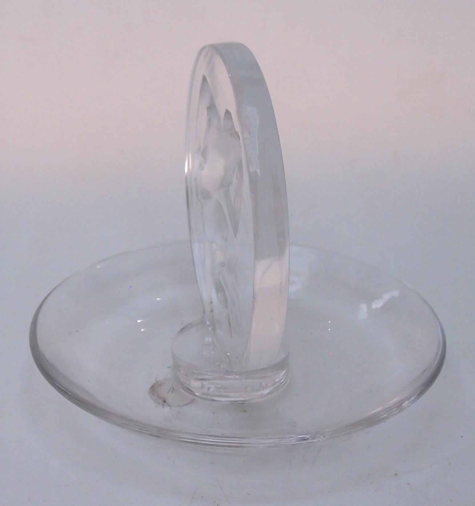 Mid-20th Century French Art Nouveau Rene Lalique Faune Glass Dish, 1931 For Sale