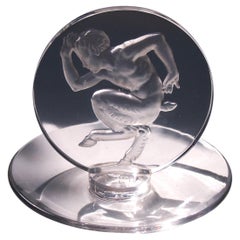 Piatto di vetro Art Nouveau francese Rene Lalique Faune, 1931