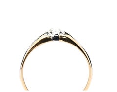 French Art Nouveau Rose Cut Diamond Solitaire Ring in 18K Gold, Platinum