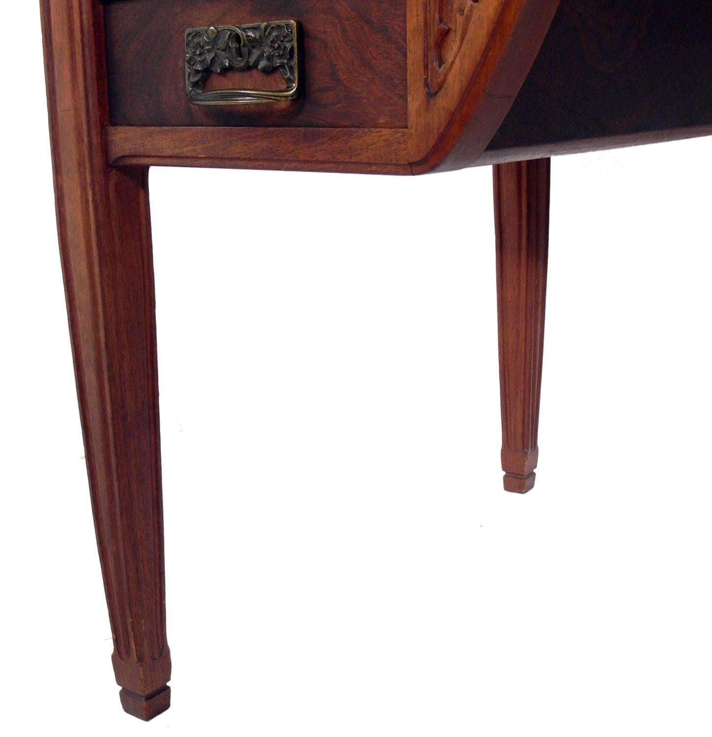 French Art Nouveau Rosewood Desk or Bureau Plat 1