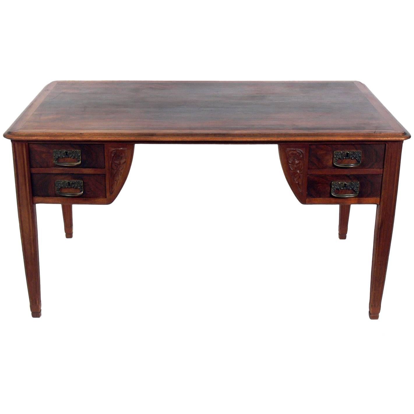 French Art Nouveau Rosewood Desk or Bureau Plat