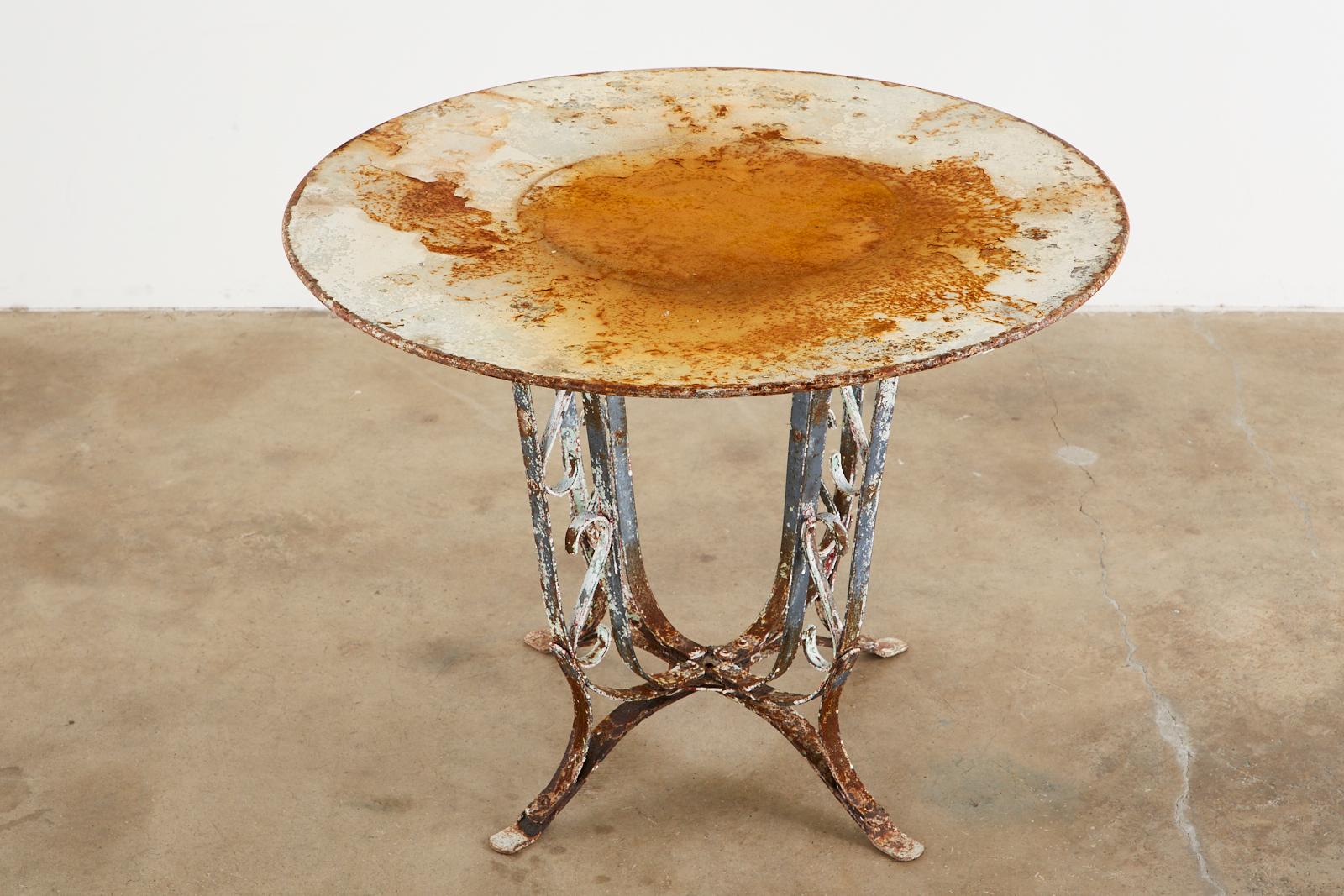 French Art Nouveau Round Iron Tulip Garden Dining Table 1