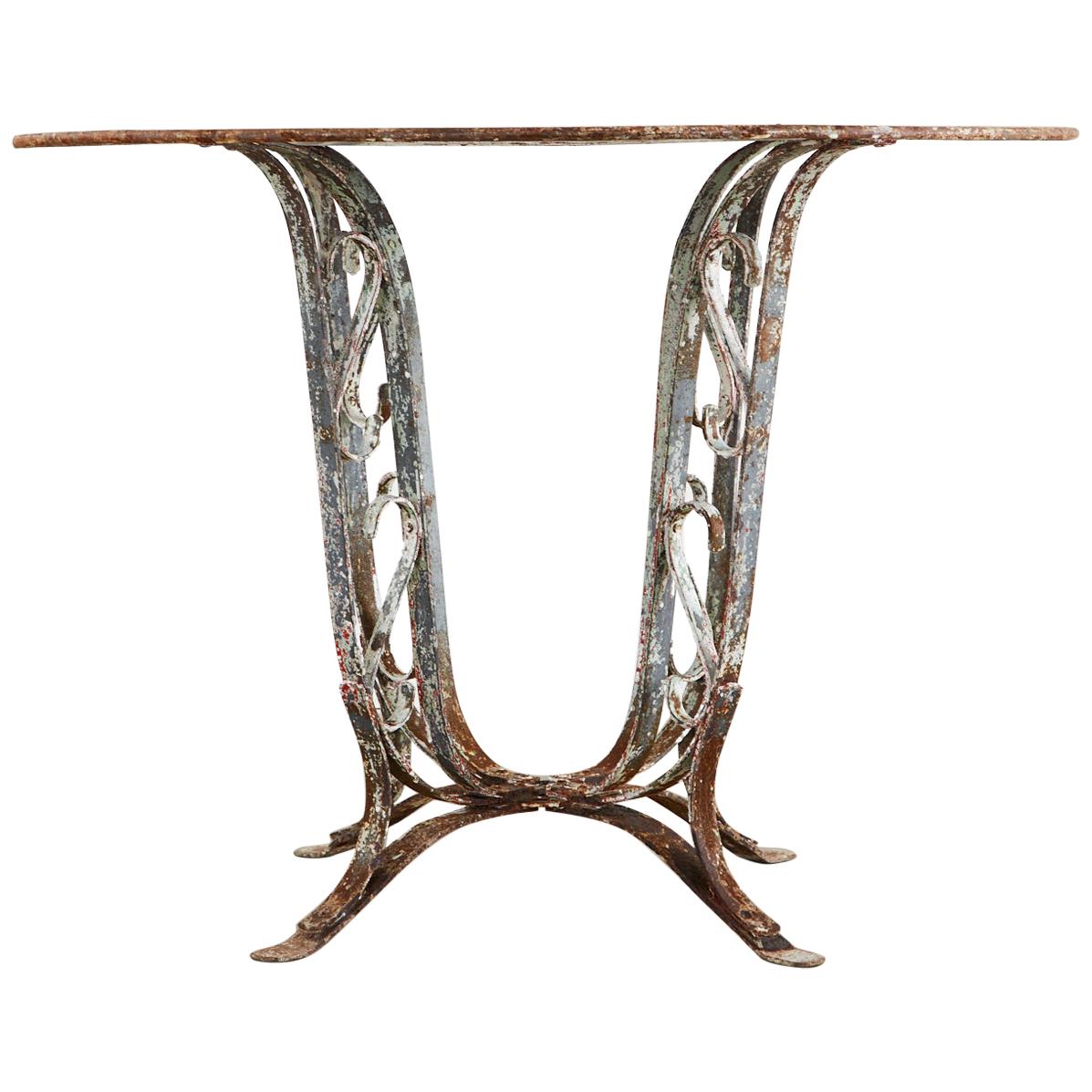 French Art Nouveau Round Iron Tulip Garden Dining Table