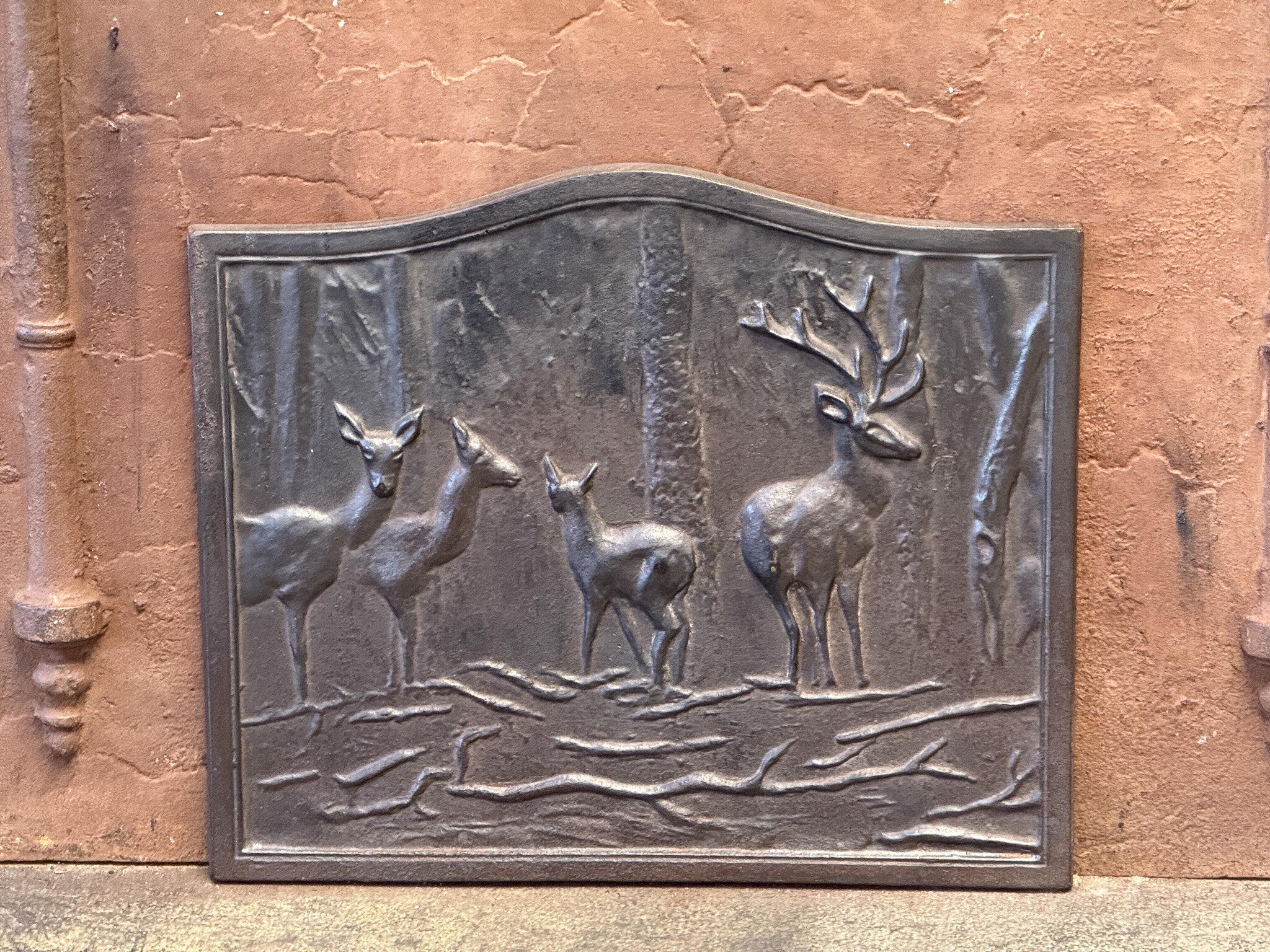 French Art Nouveau 'Rural Scene' Fireback / Backsplash, 20th Century

The fireback is made of cast iron and has a natural brown patina. Upon request, it can be made black/pewter. The fireback is in a good condition and does not have cracks.