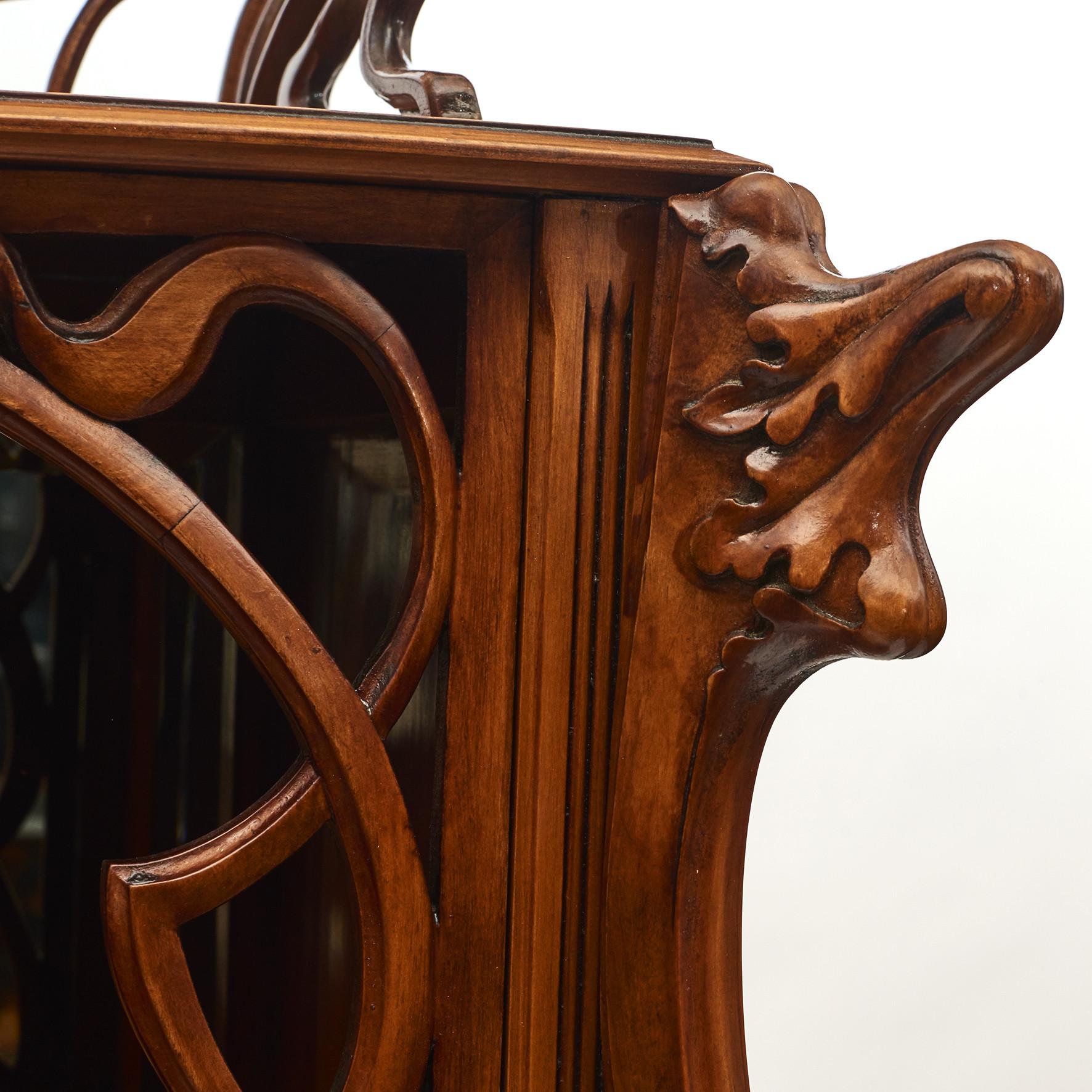 Pearwood French Art Nouveau Salon Cabinet, Presumably by Louis Majorelle For Sale