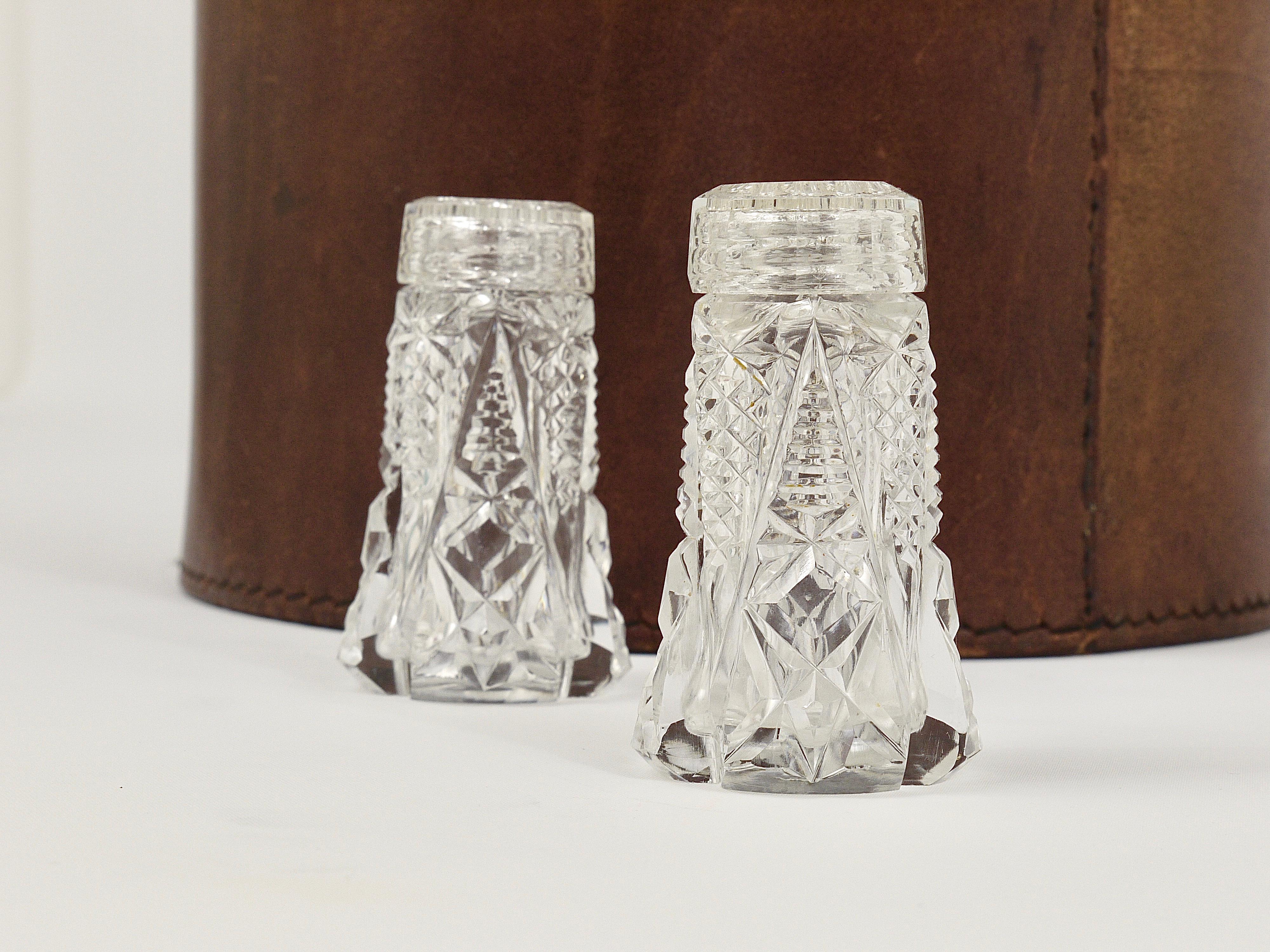 crystal salt and pepper shakers vintage