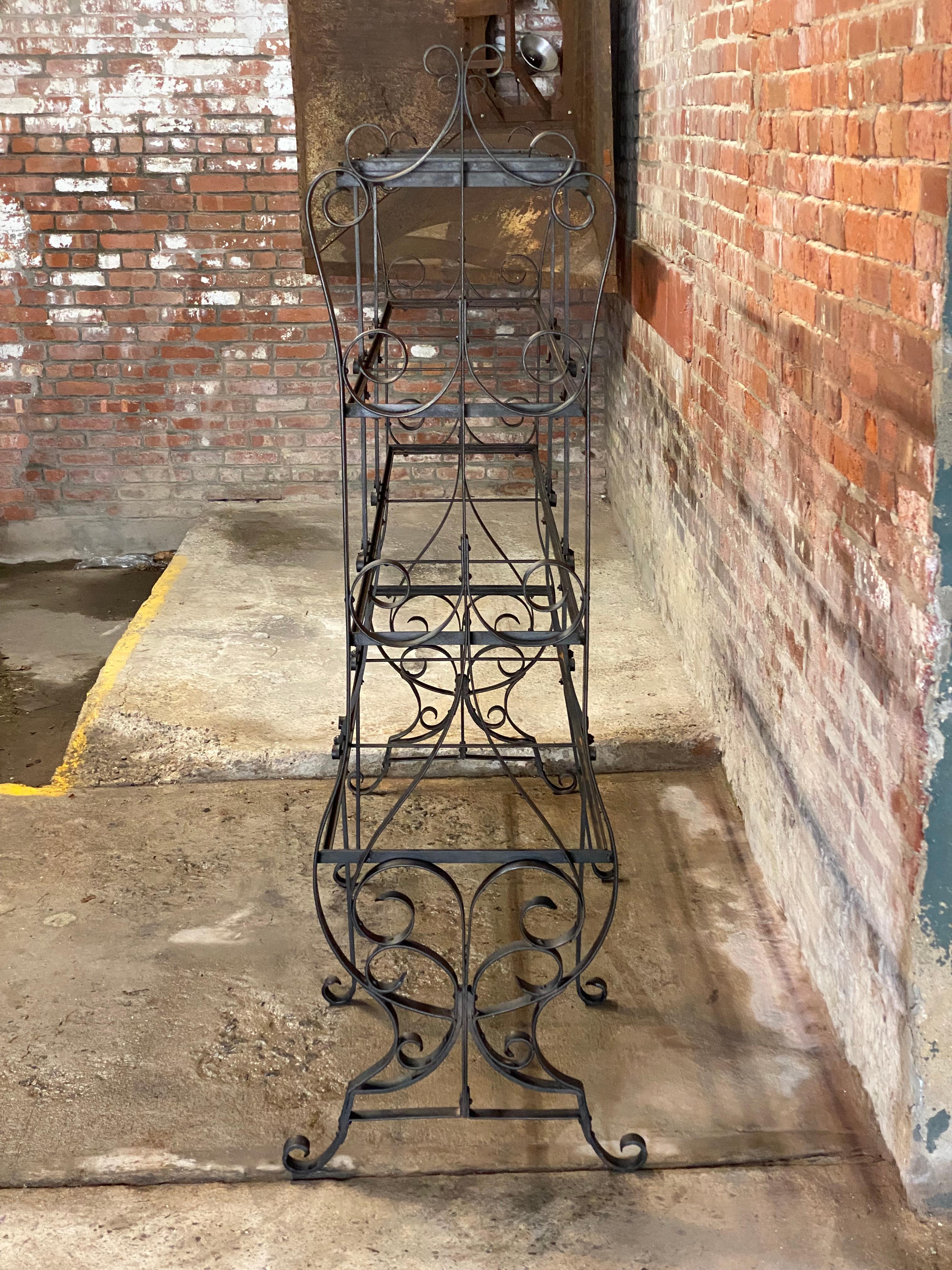 French Art Nouveau Scrolled Wrought Iron and Glass Etagere For Sale 4