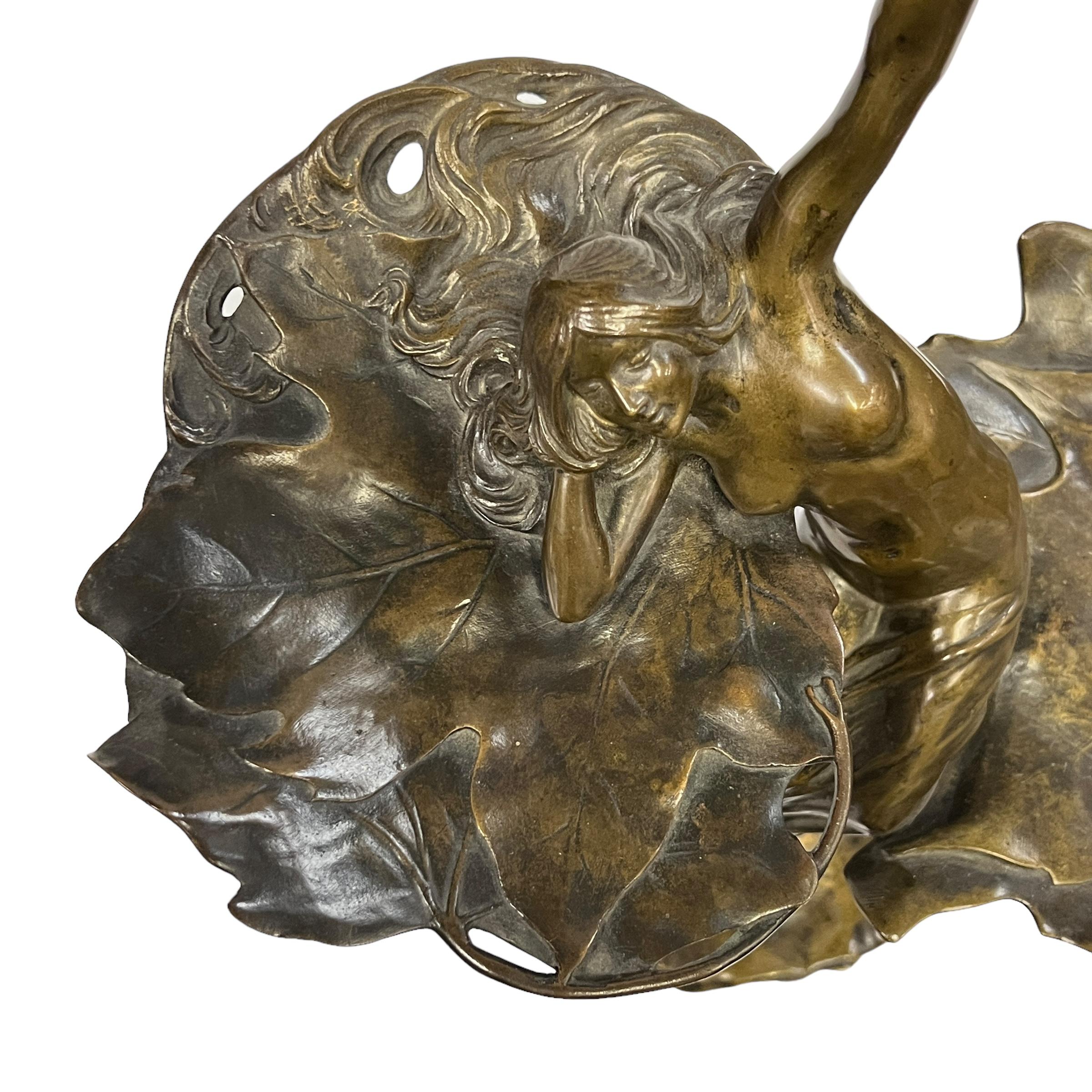French Art Nouveau Sculptural Maiden Tray  by, Louis Eugene Maurel 6