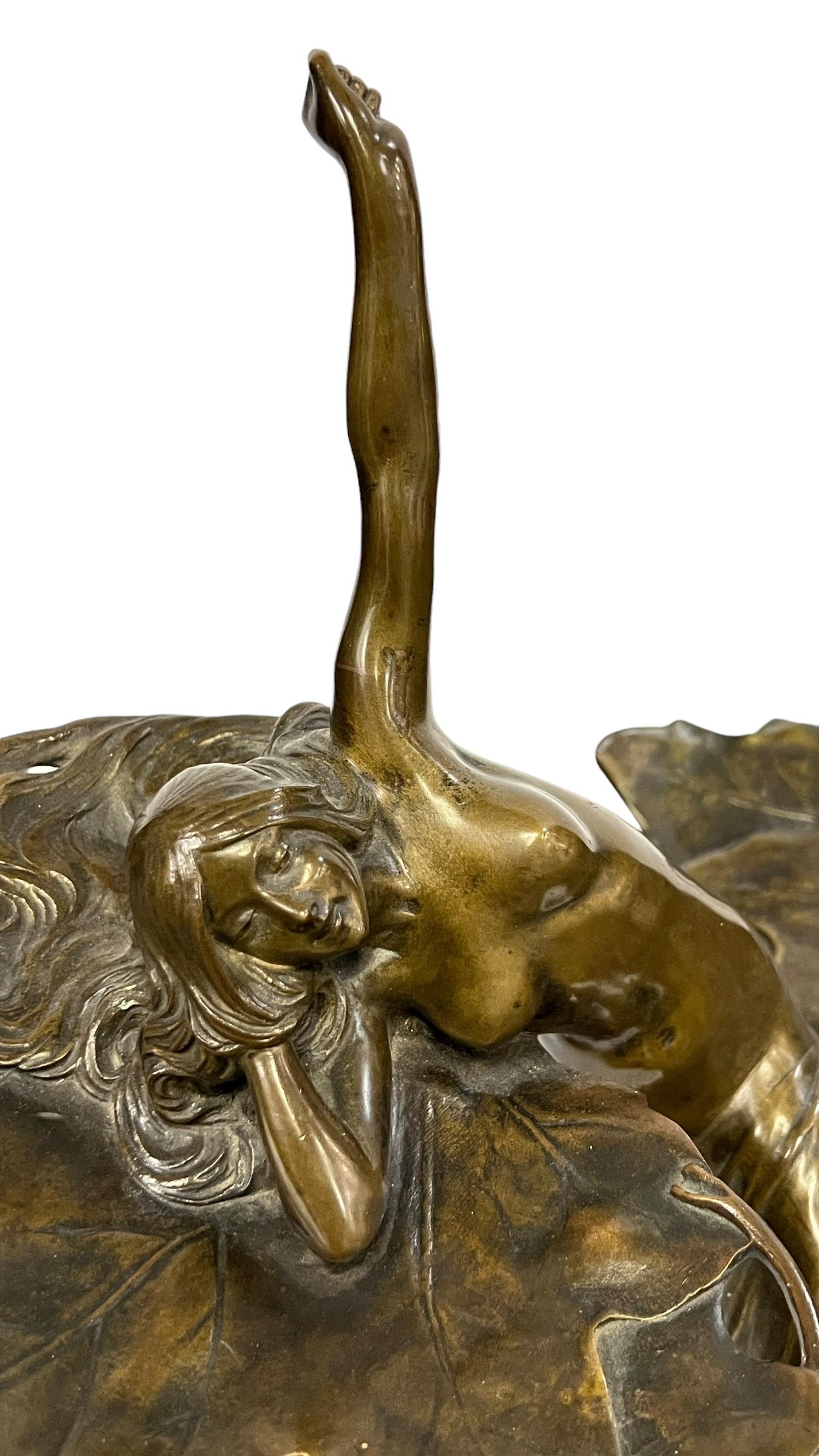 French Art Nouveau Sculptural Maiden Tray  by, Louis Eugene Maurel 10