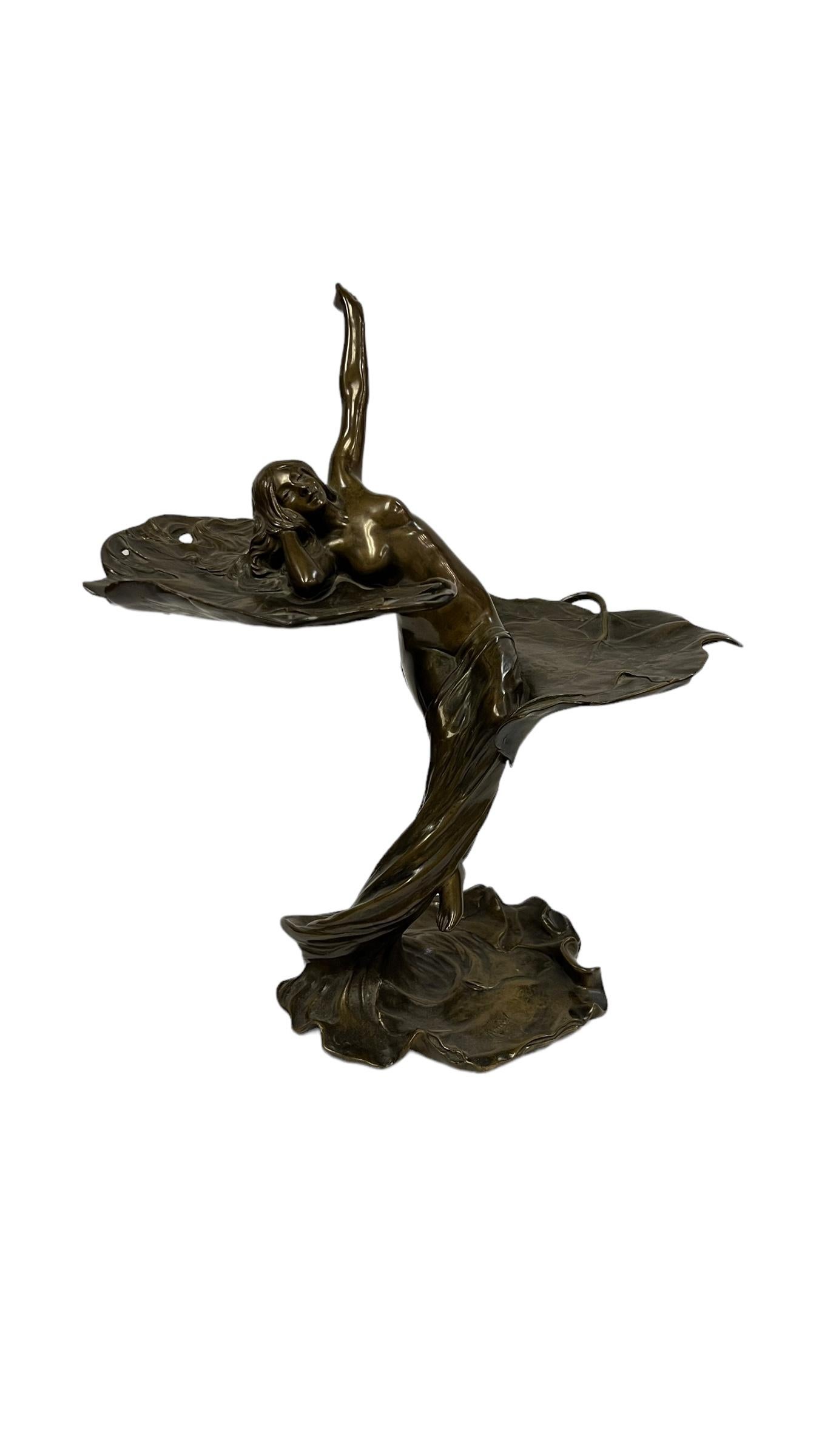 French Art Nouveau Sculptural Maiden Tray  by, Louis Eugene Maurel 12