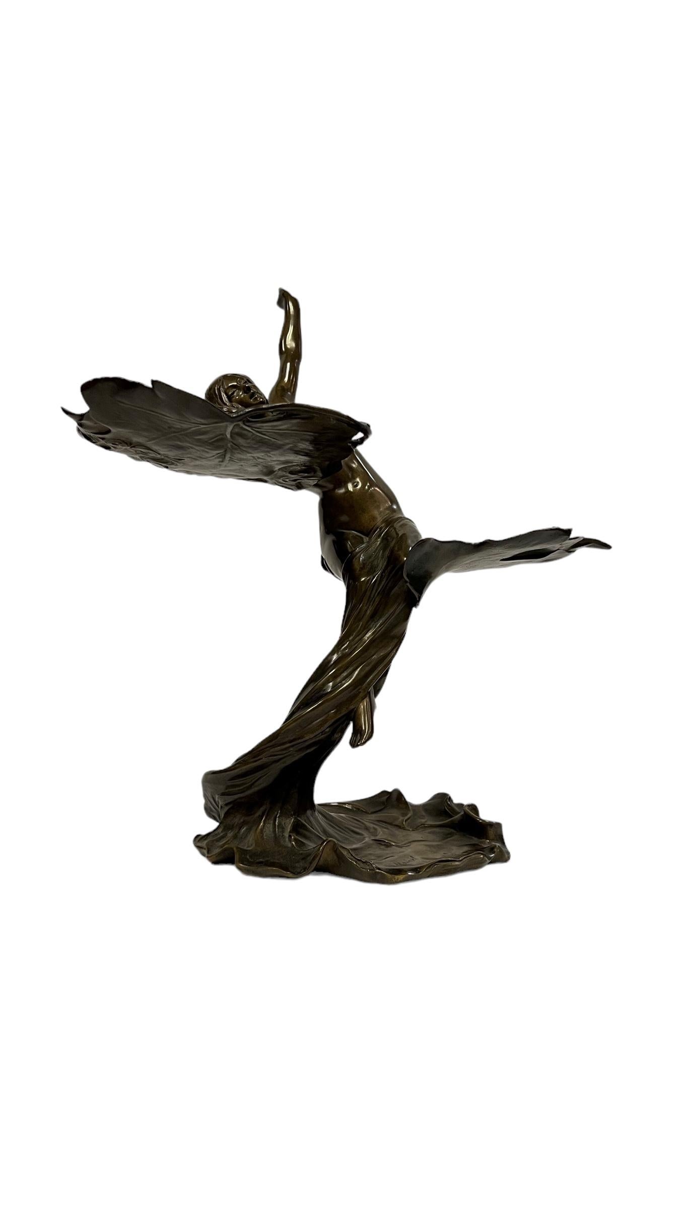 French Art Nouveau Sculptural Maiden Tray  by, Louis Eugene Maurel 13