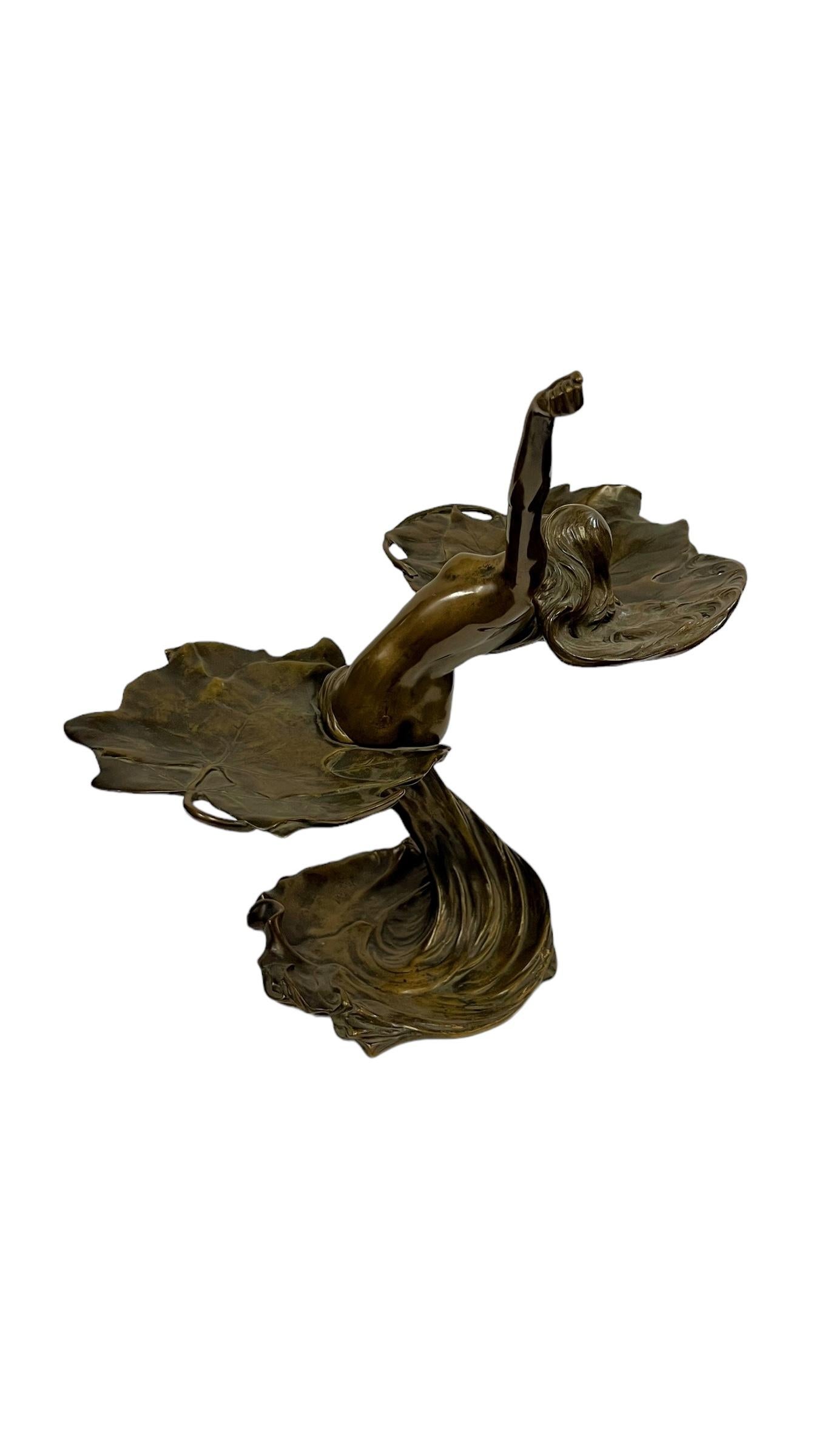 French Art Nouveau Sculptural Maiden Tray  by, Louis Eugene Maurel 14