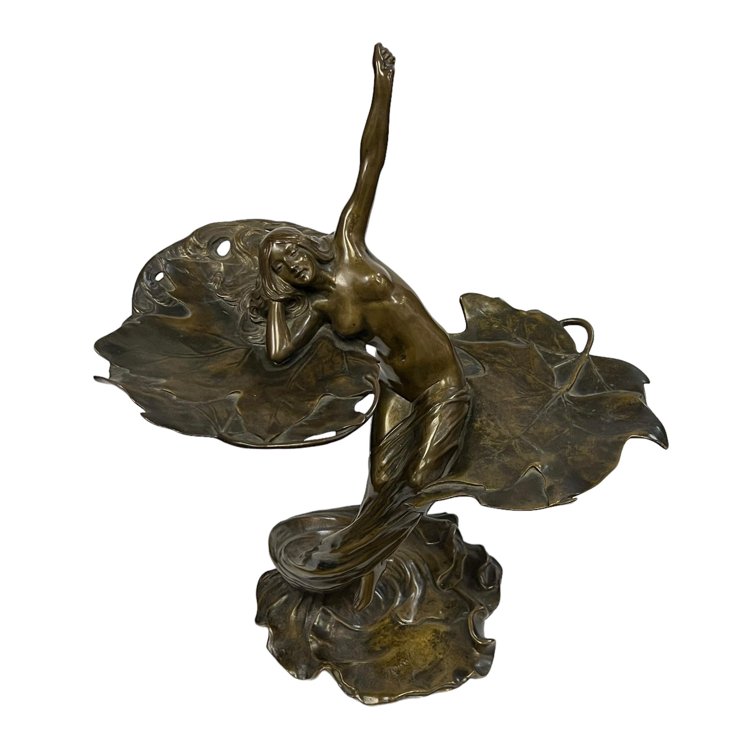 20th Century French Art Nouveau Sculptural Maiden Tray  by, Louis Eugene Maurel