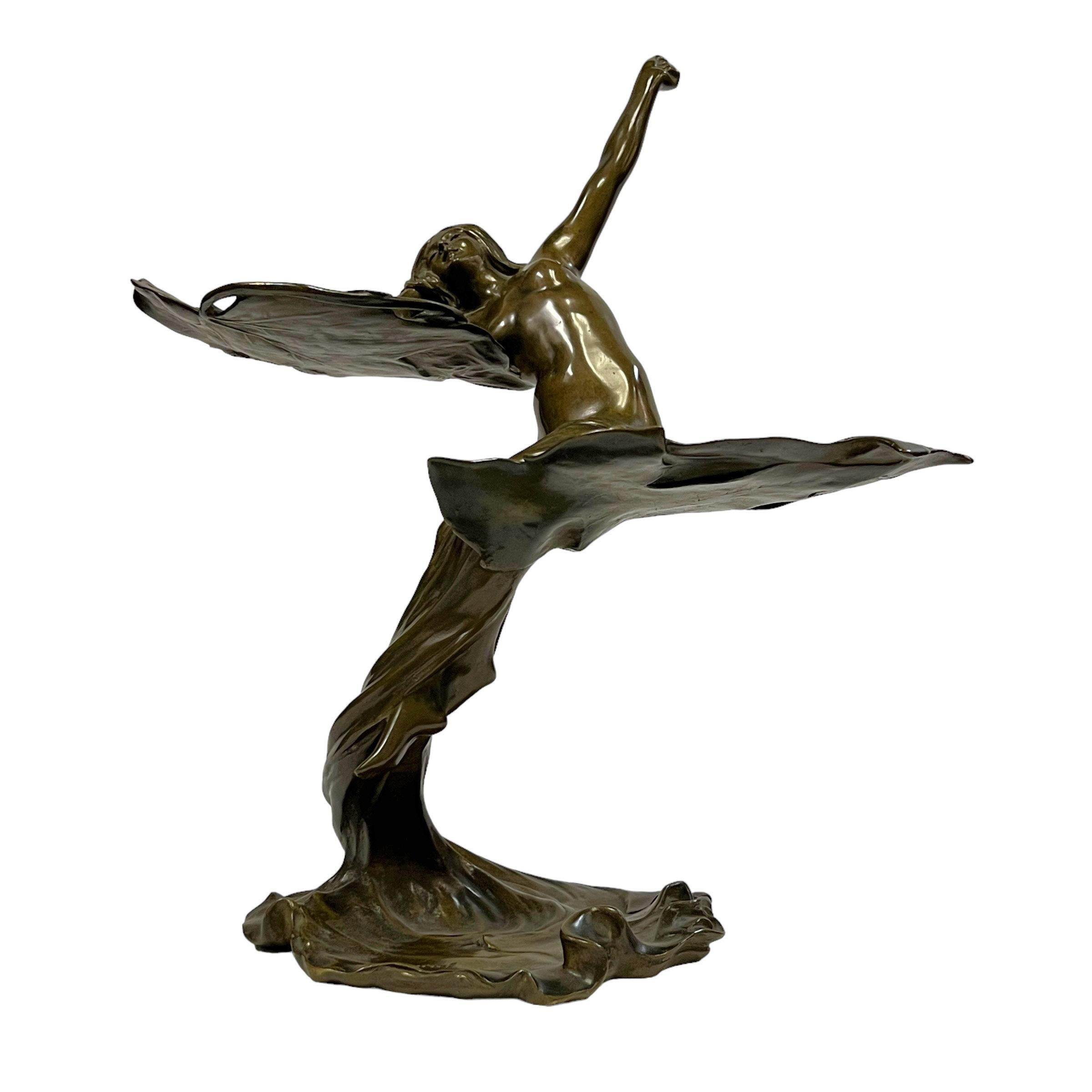 French Art Nouveau Sculptural Maiden Tray  by, Louis Eugene Maurel 1