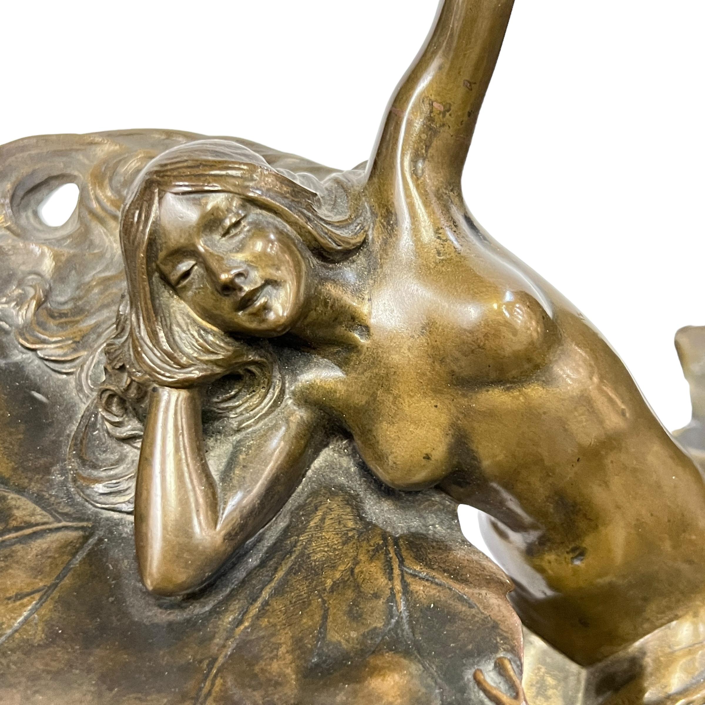 French Art Nouveau Sculptural Maiden Tray  by, Louis Eugene Maurel 2