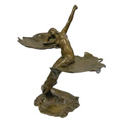 French Art Nouveau Sculptural Maiden Tray  by, Louis Eugene Maurel