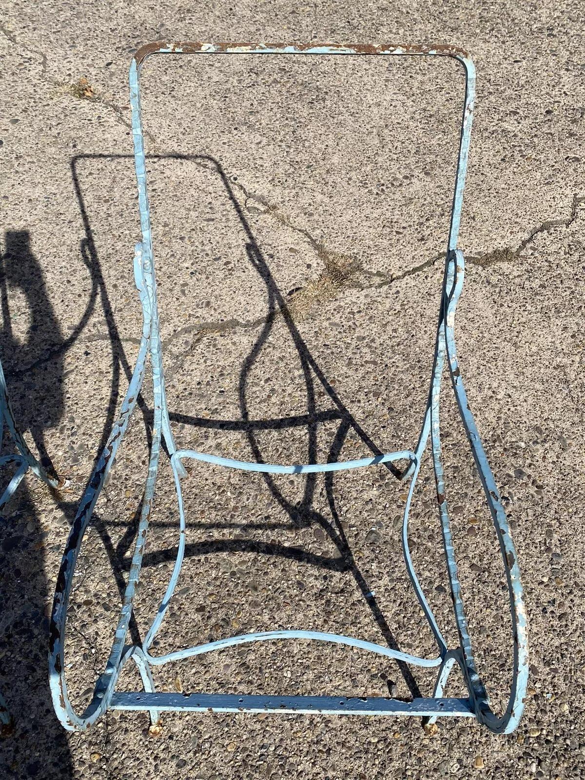 French Art Nouveau Sculptural Wrought Iron Garden Patio Lounge Chairs - a Pair For Sale 6