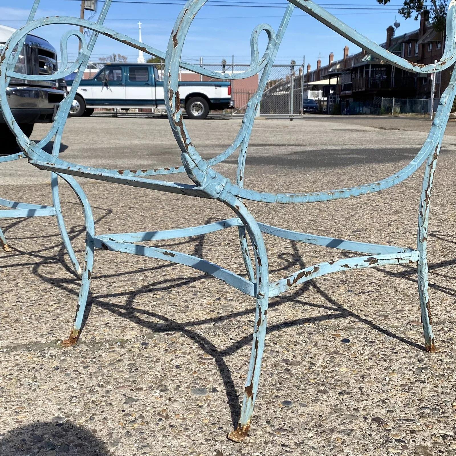 18th Century and Earlier French Art Nouveau Sculptural Wrought Iron Garden Patio Lounge Chairs - a Pair For Sale