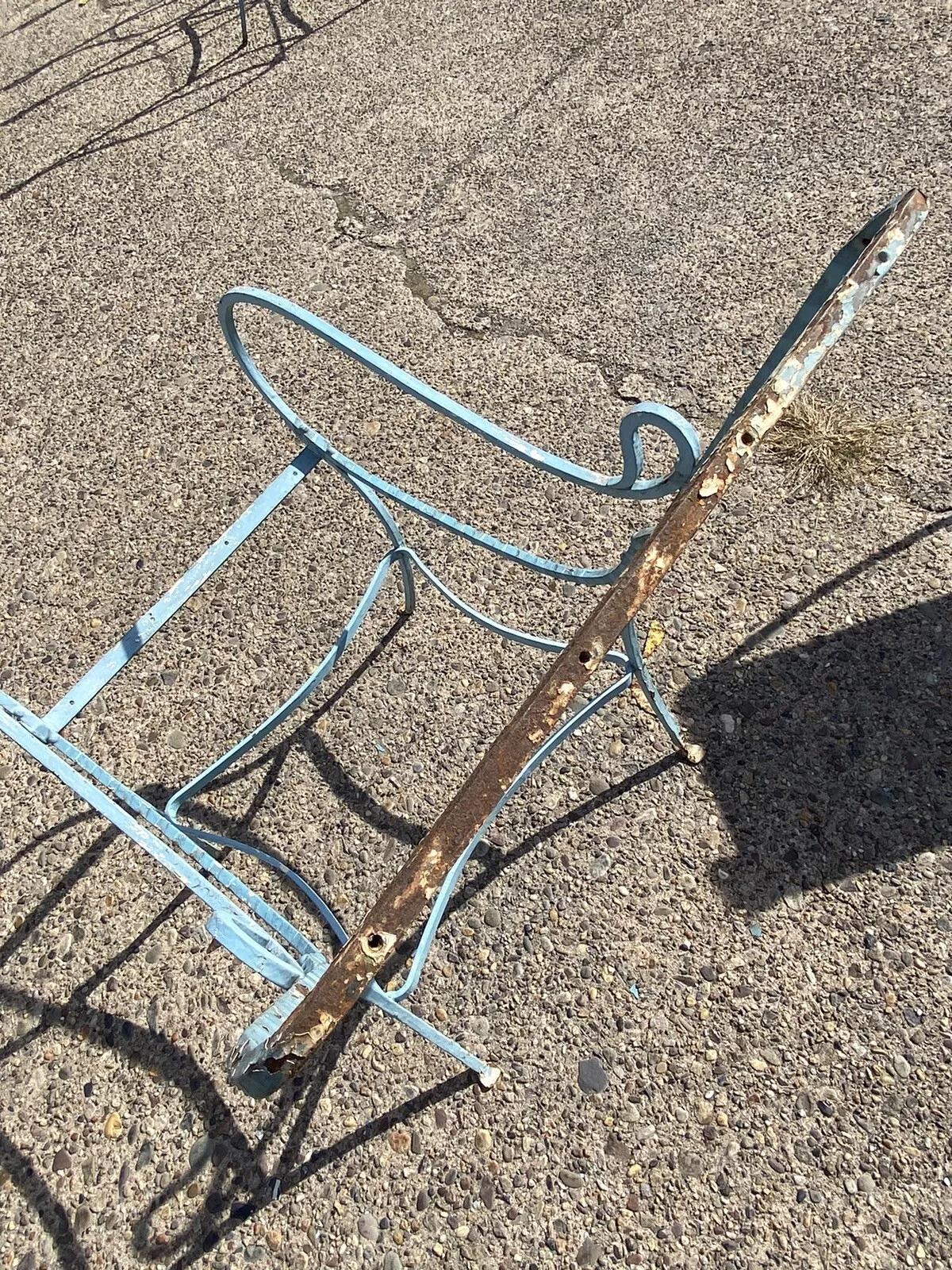 French Art Nouveau Sculptural Wrought Iron Garden Patio Lounge Chairs - a Pair For Sale 4