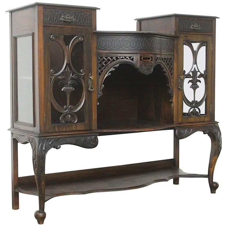 French Art Nouveau Showcase Cabinet or Service Buffet For Sale