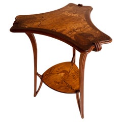 Antique French Art Nouveau Side Table / Gueridon by Louis Majorelle Nancy 1900 Lillies