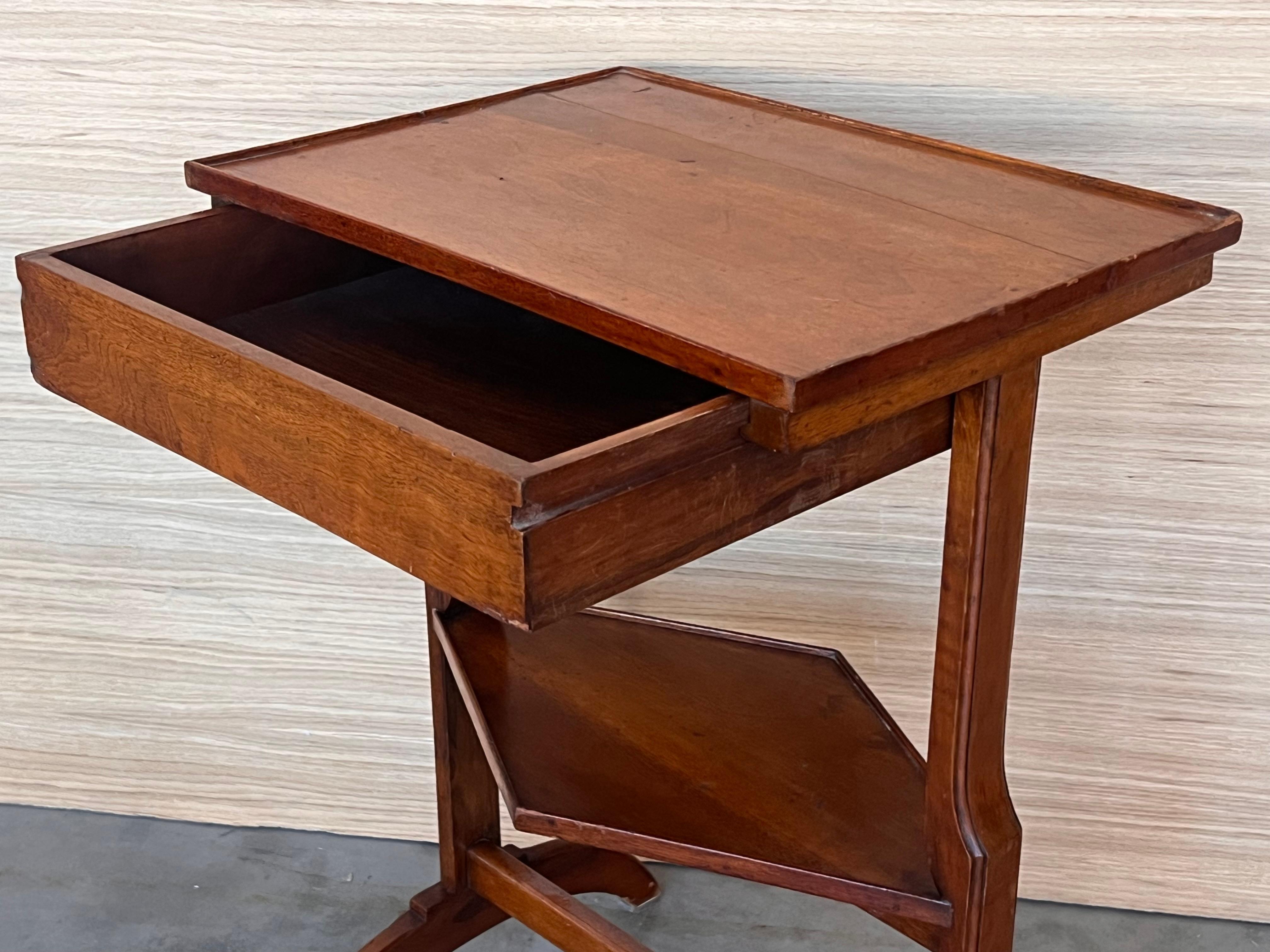 French Art Nouveau Side Table or Nightstand with drawer and shelve For Sale 6