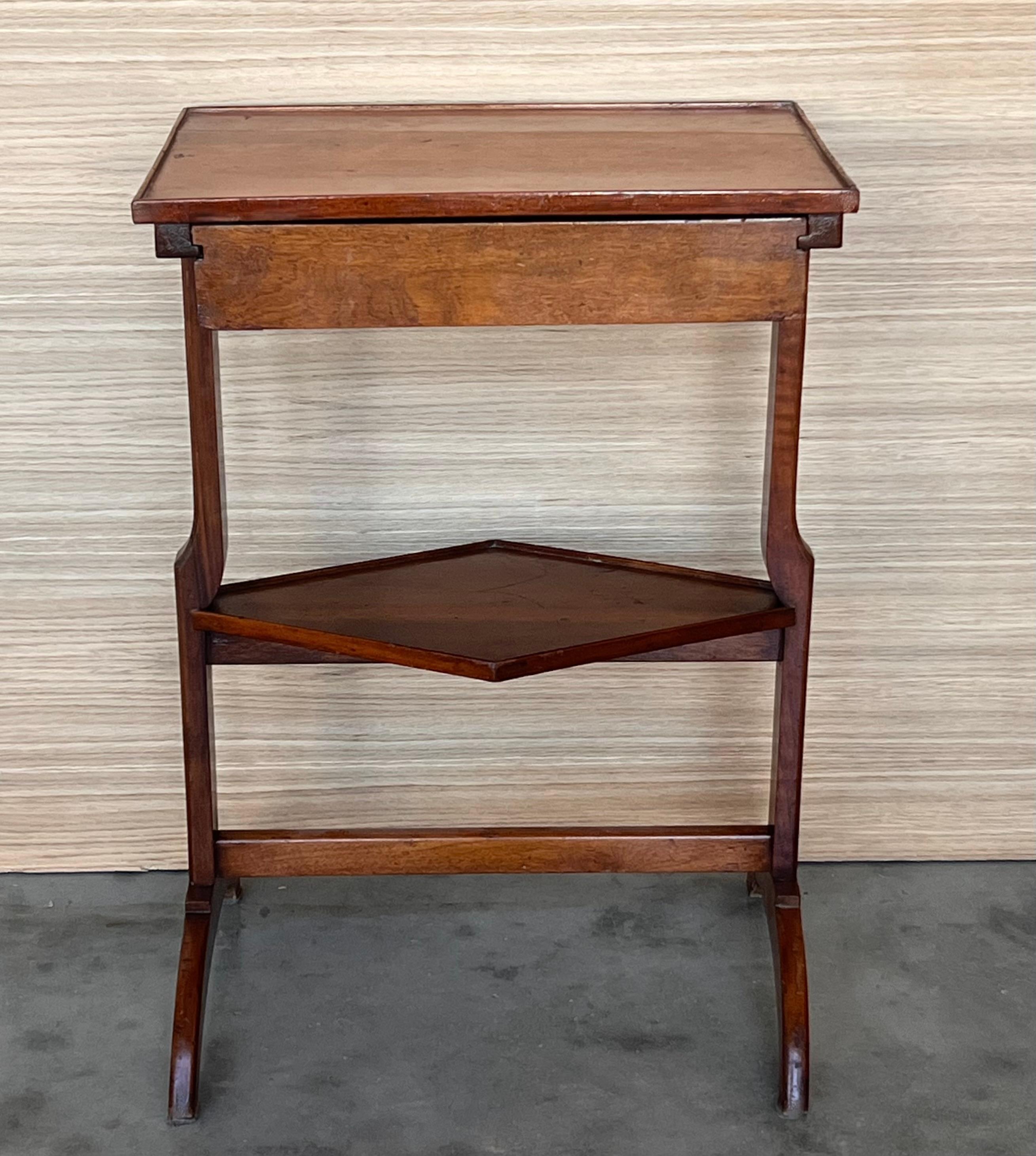 French Art Nouveau Side Table or Nightstand with drawer and shelve In Good Condition For Sale In Miami, FL