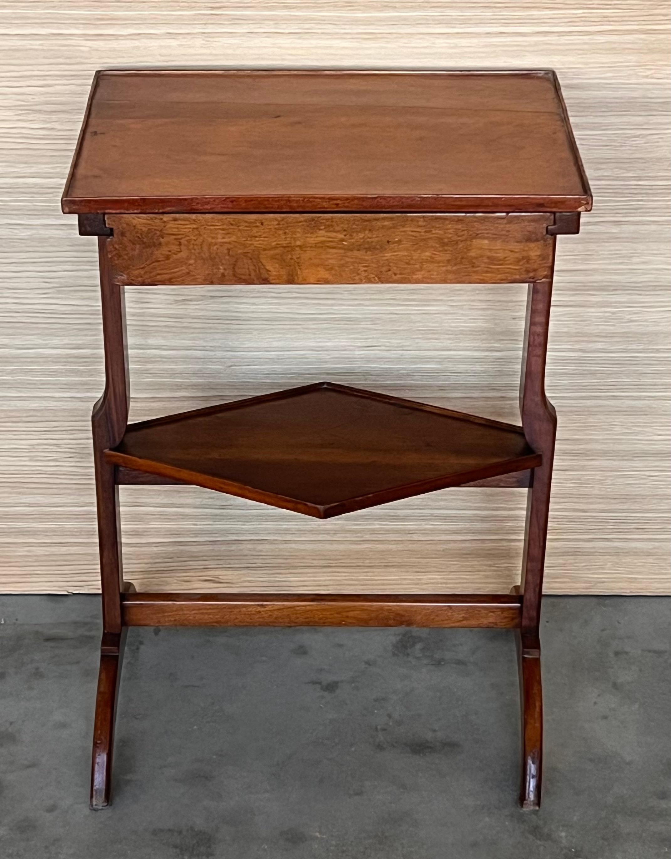 20th Century French Art Nouveau Side Table or Nightstand with drawer and shelve For Sale