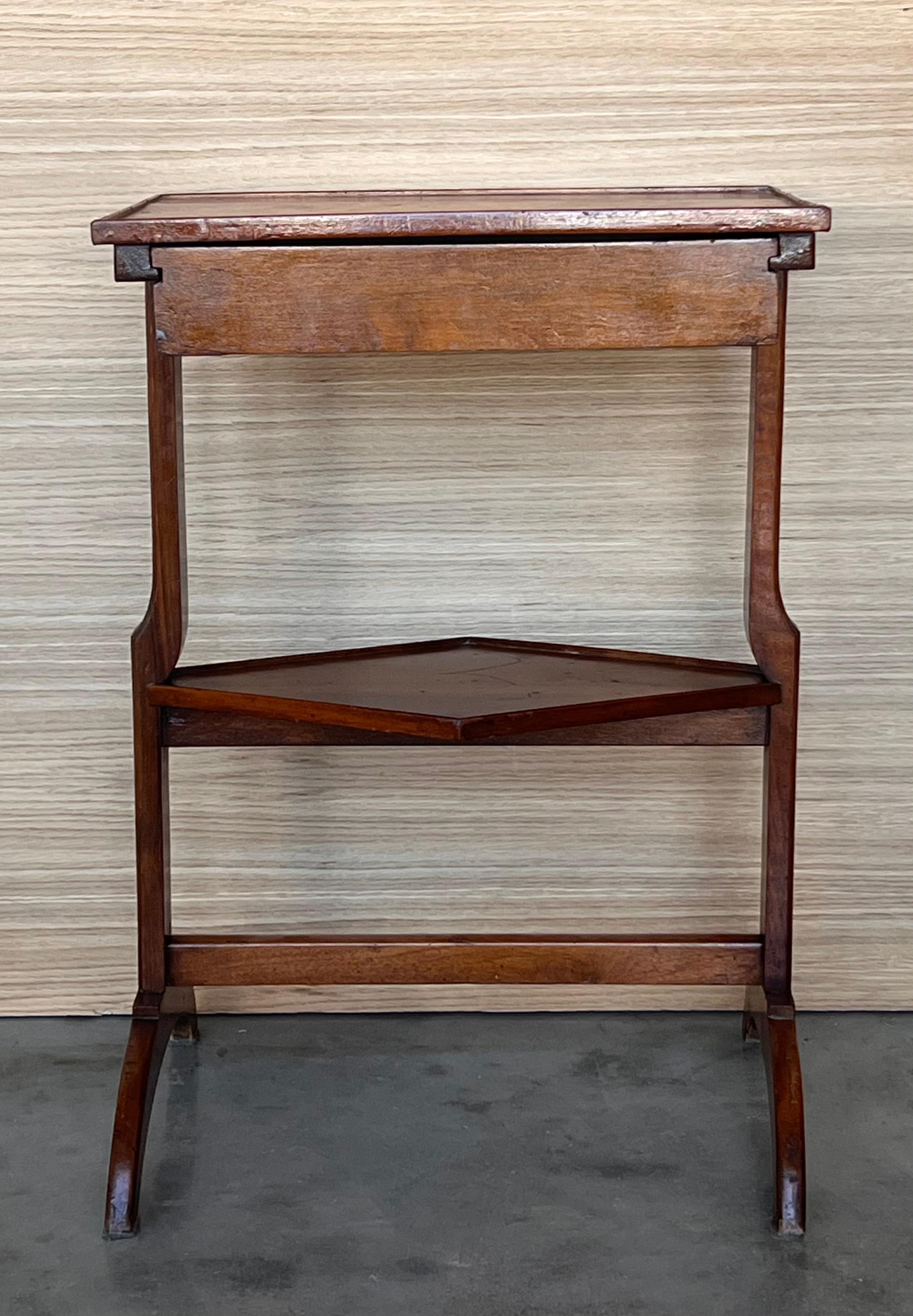 French Art Nouveau Side Table or Nightstand with drawer and shelve For Sale 1