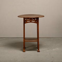 French Art Nouveau Side Table or Plant Table in Oak, 1920s