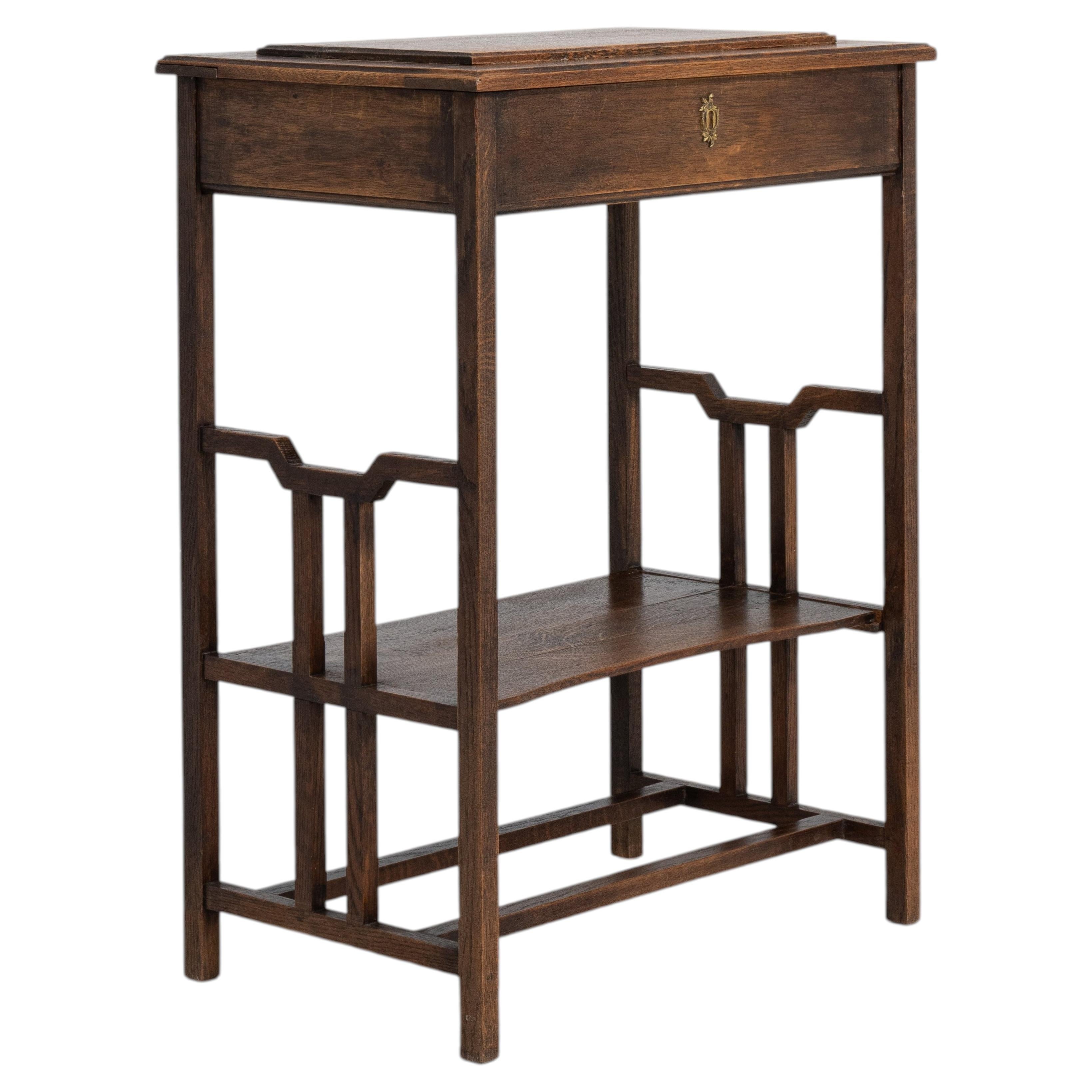French Art Nouveau Side Table, Wood Construction, Circa 1900