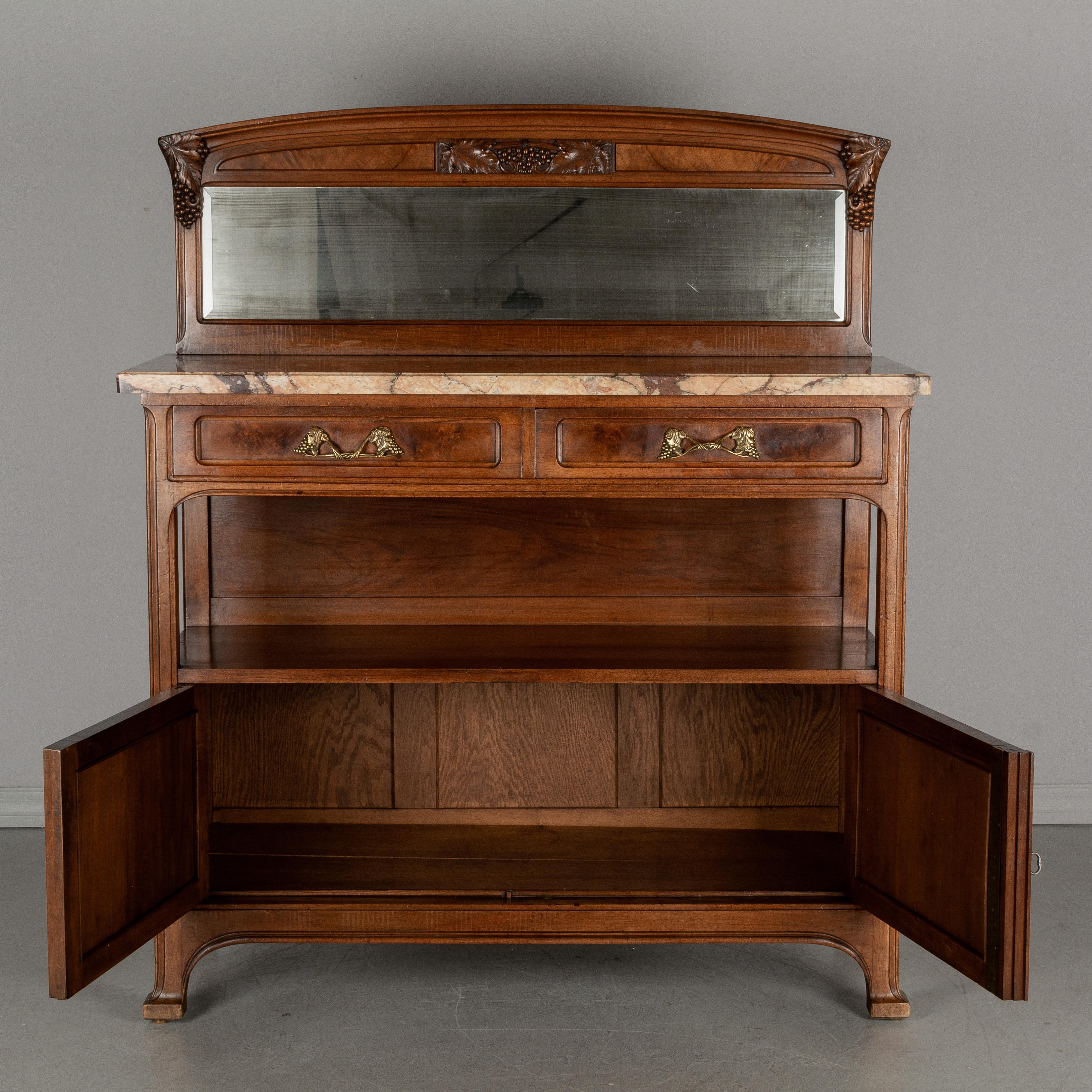 French Art Nouveau Sideboard with Mirror In Good Condition In Winter Park, FL
