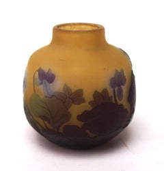 Jarrón de cristal camafeo francés Art Nouveau firmado Botánico Emile Gallé circa, 1920