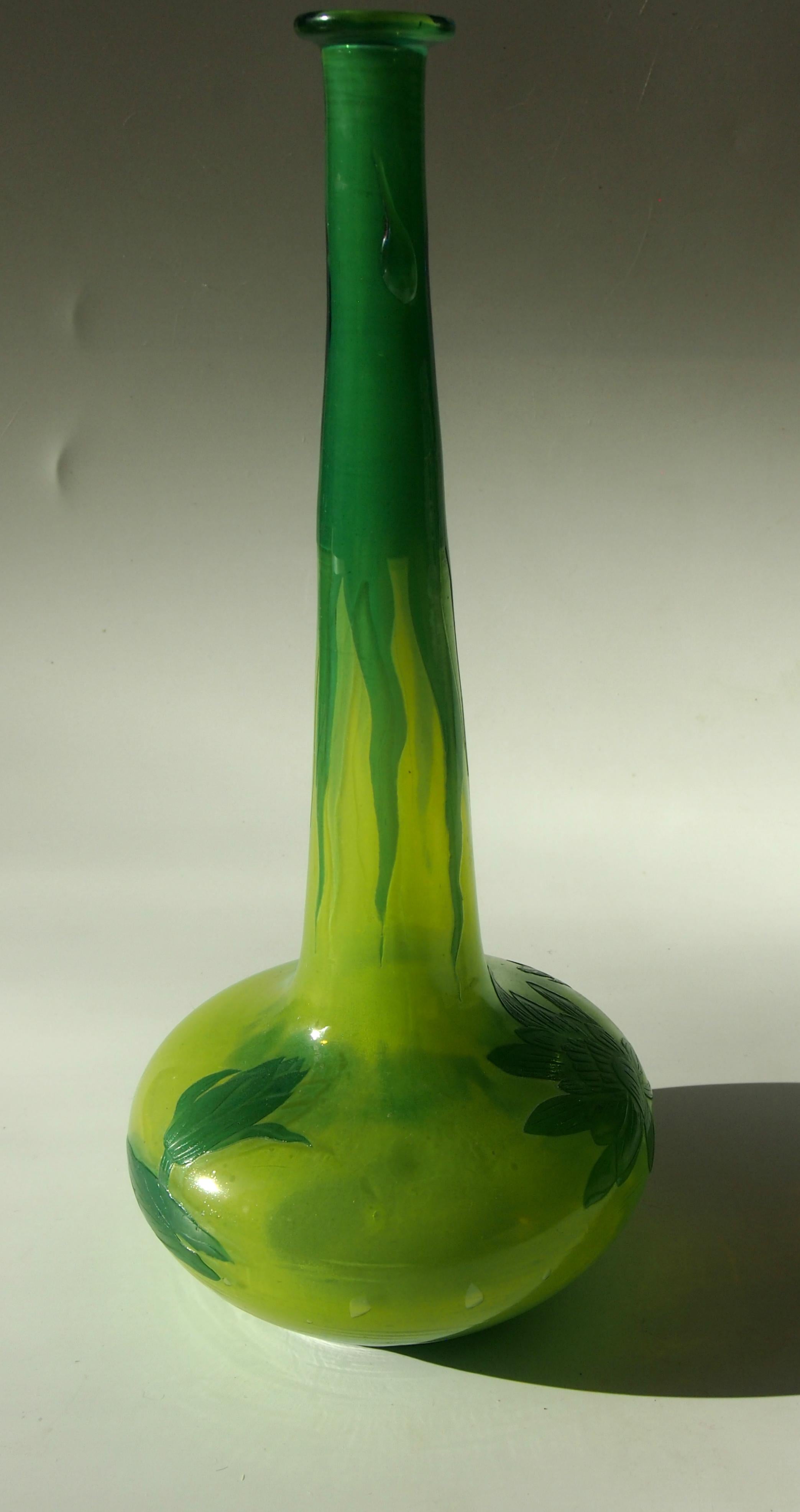 Late 19th Century French Art Nouveau Signed Désiré Christian Cameo Glass Vase, circa 1896 For Sale
