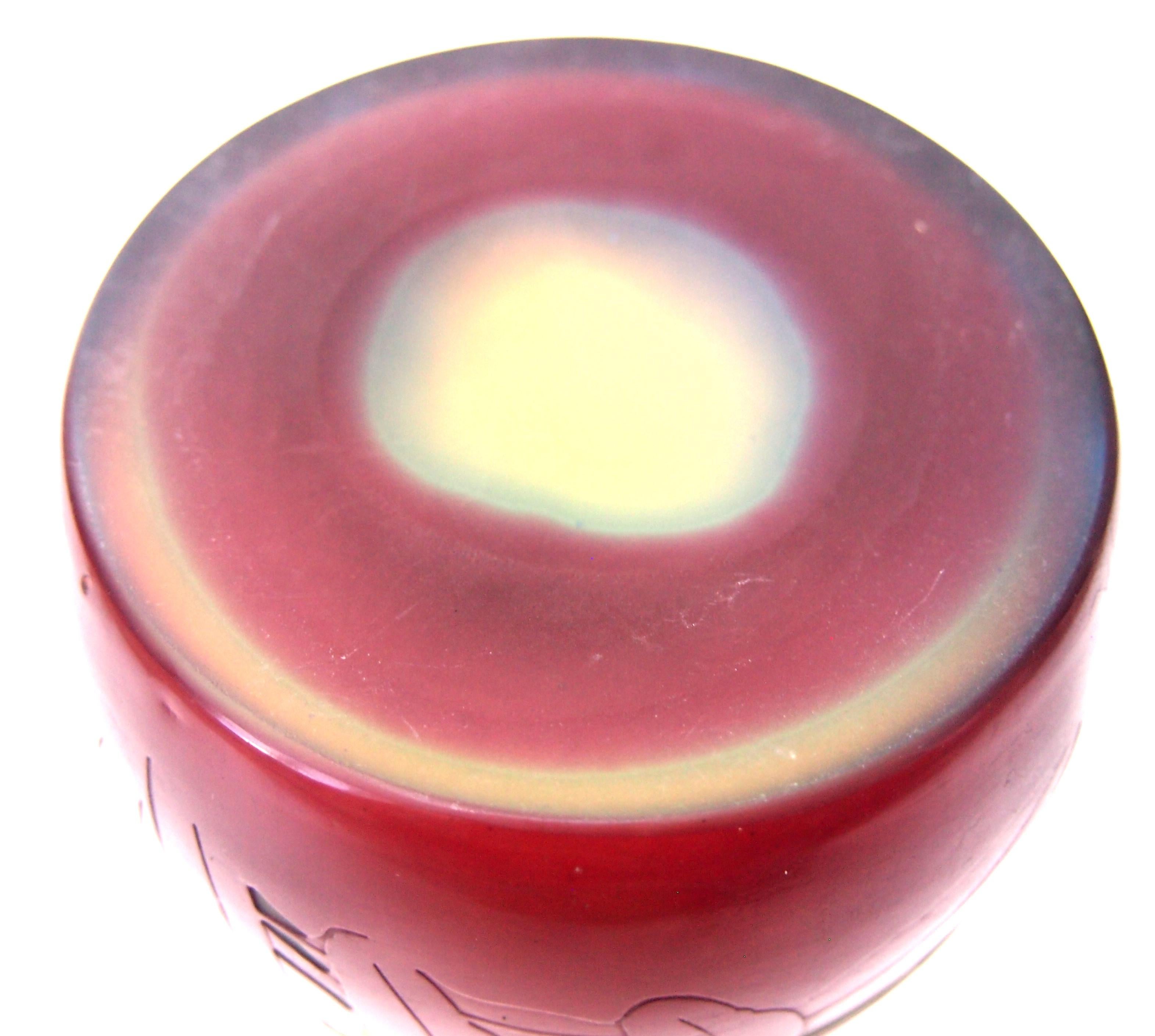 French Art Nouveau Signed Primula Emile Gallé Cameo Glass Vase circa, 1920 2